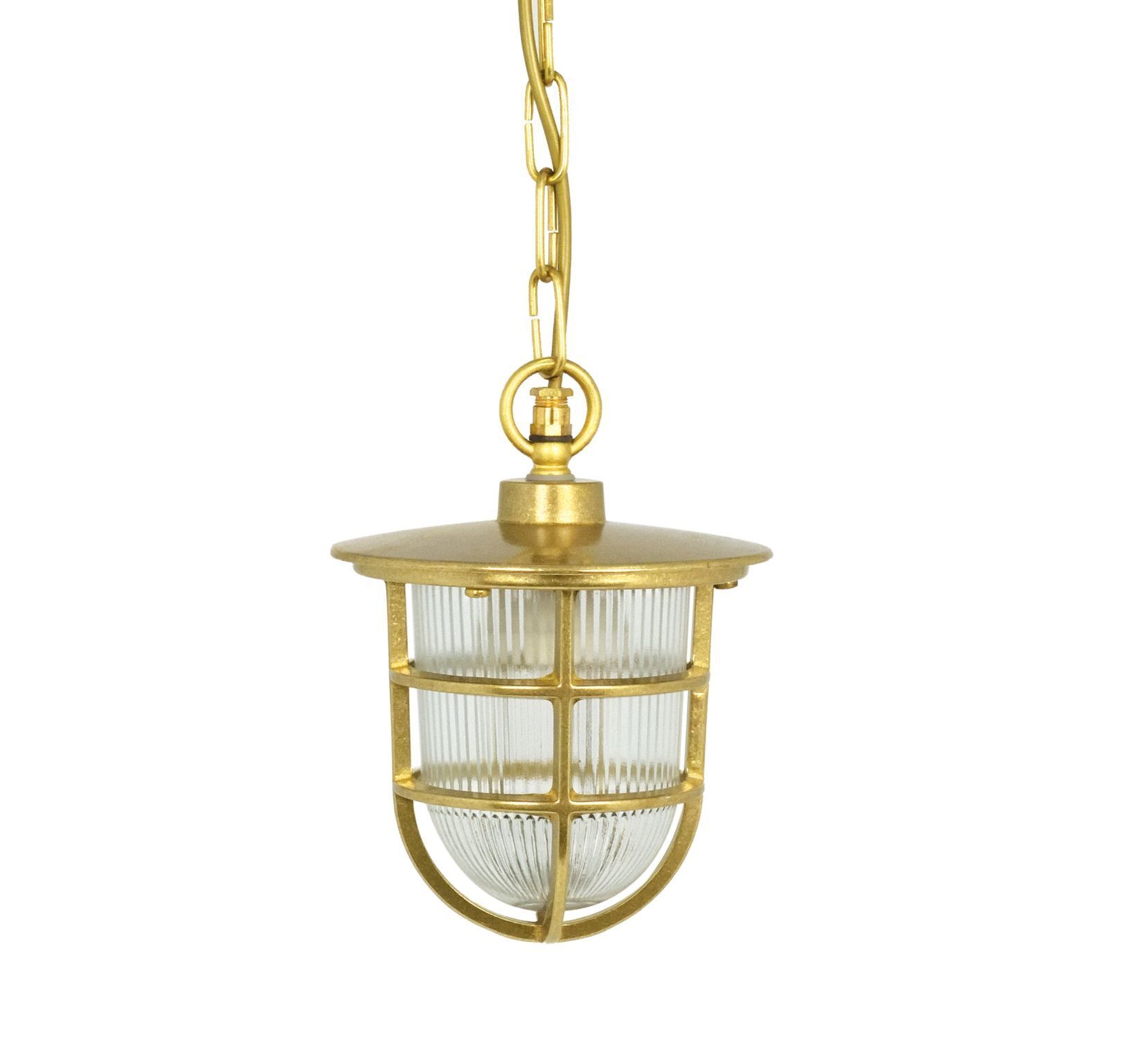 Pendelleuchte außen Messing Riffelglas H: max. 75 cm Maritim
