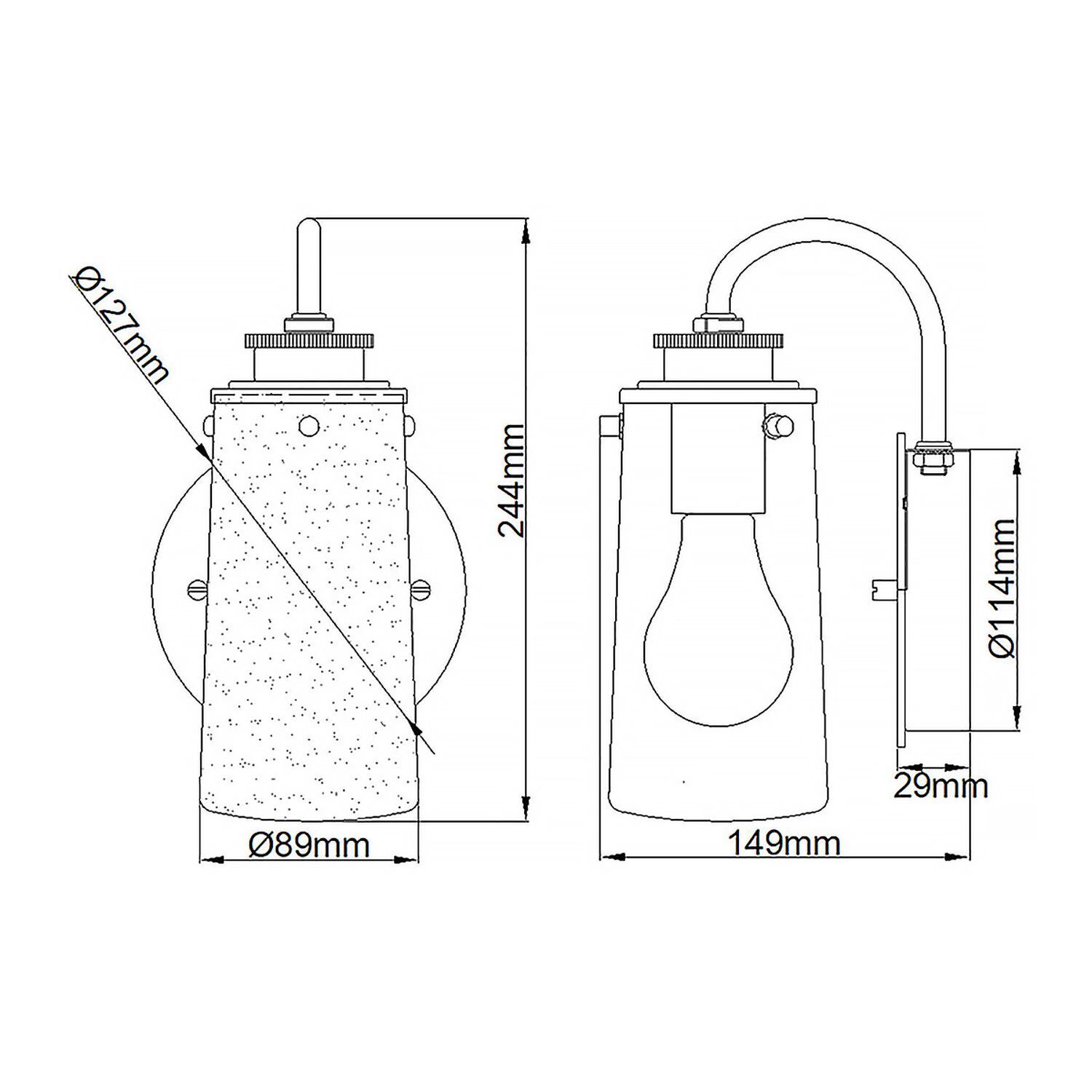 Badlampe Metall Glas E27 IP44 24,4 cm hoch SAIDA