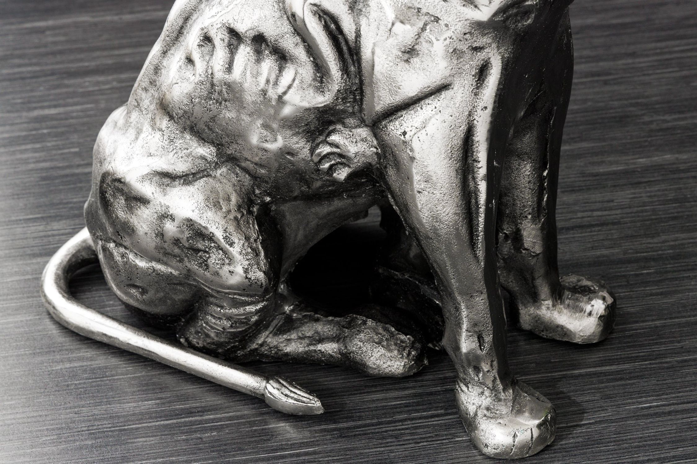 Beistelltisch rund Ø 45 cm Handarbeit Löwe in Silber