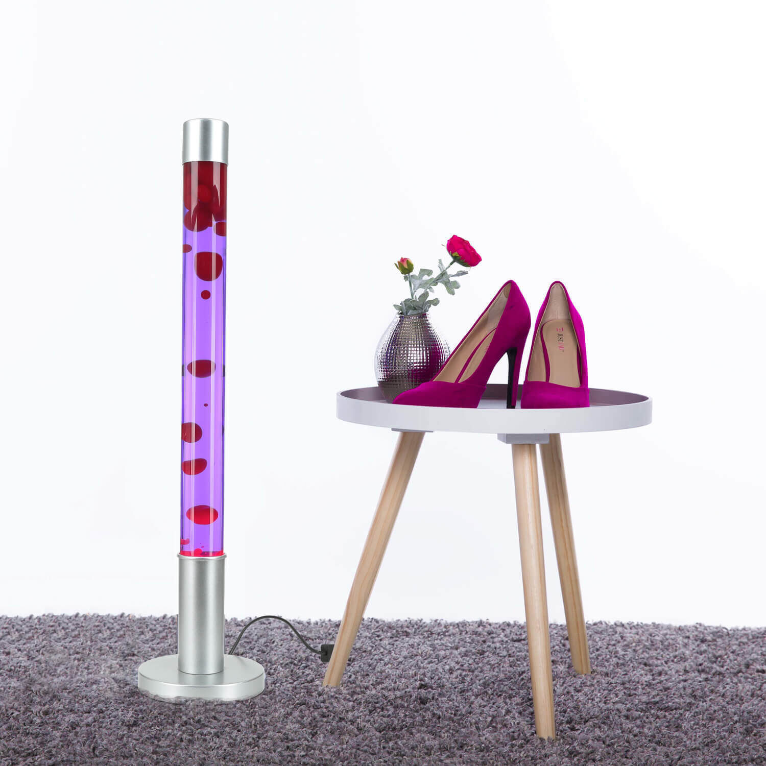 Große Lavalampe ALAN H:76cm Rot Wachs Lila Retro Bekleidung, Schuhwerk, Schuh, Hoher Absatz