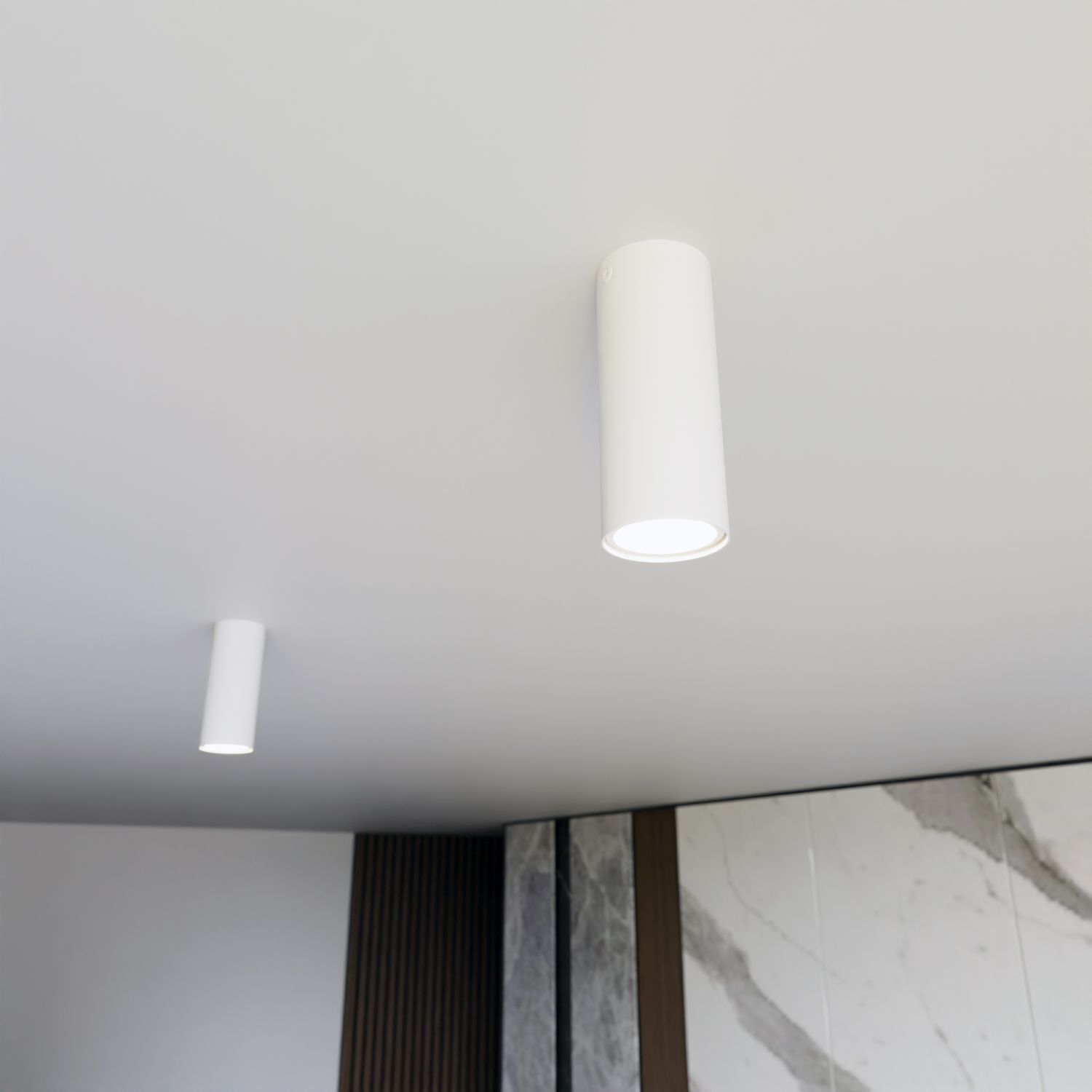Deckenleuchte rund Ø 6 cm H: 15 cm Metall Weiß GU10 Aufputz