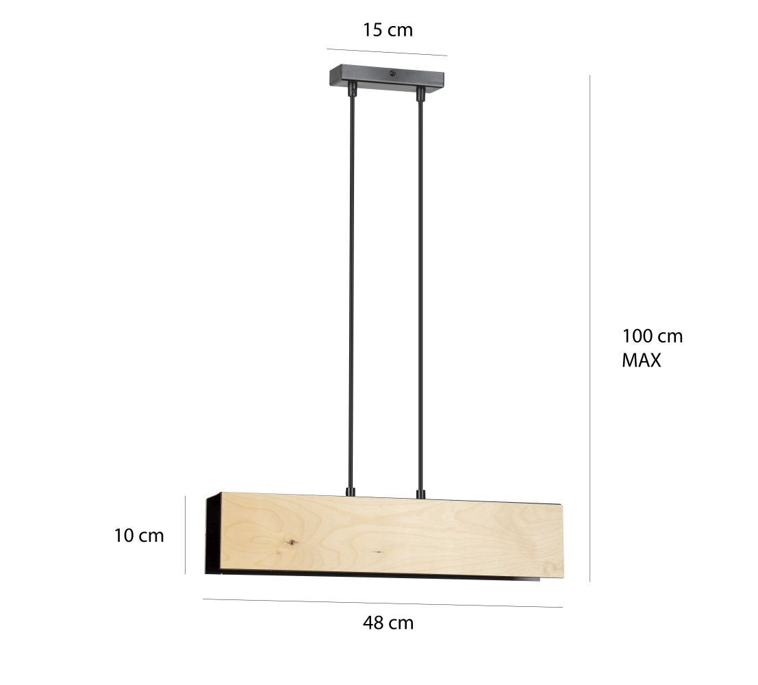 Pendelleuchte Holz Metall 2x E27 Skandinavisch