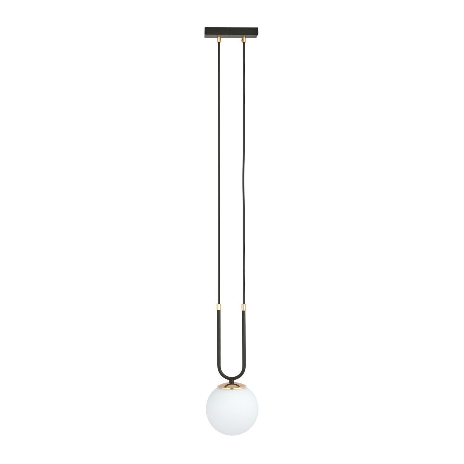 Hängelampe Glas Metall H: max. 115 cm Schwarz Weiß E14 Kugel