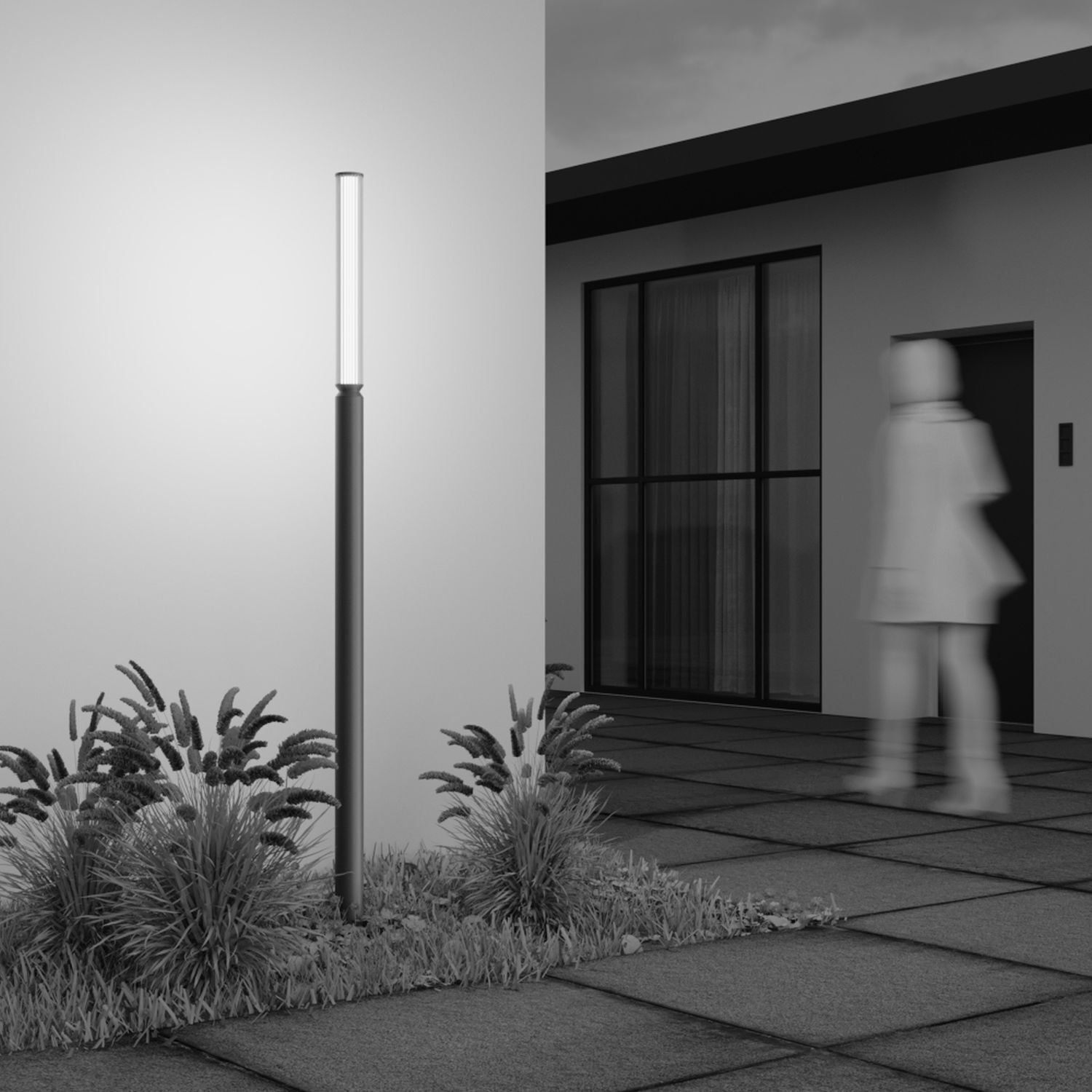 LED Pollerleuchte Glas Aluminium IP65 1500 lm 198,6 cm Pfad, Person, Fußboden