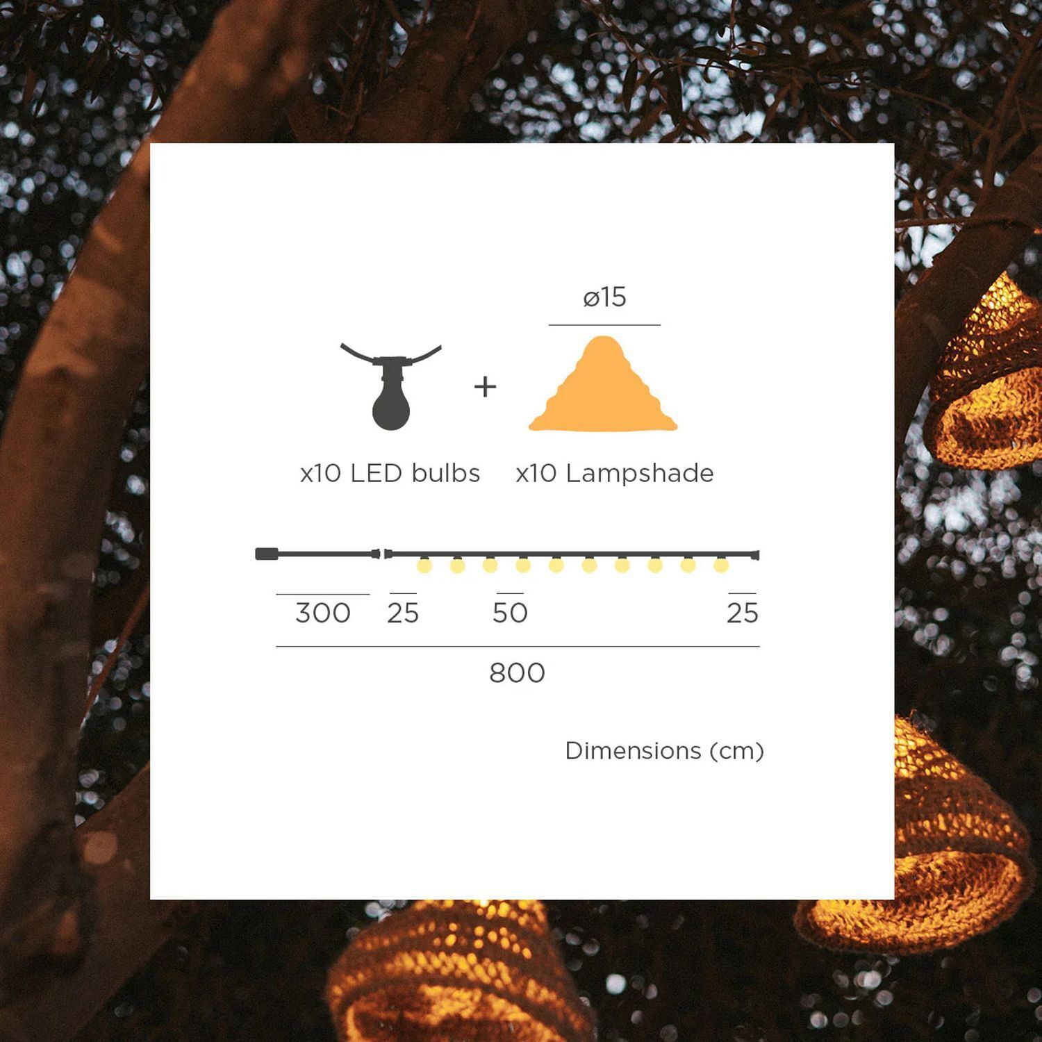 LED Solarlichterkette Garten 5m lang Outdoor Jute IP44