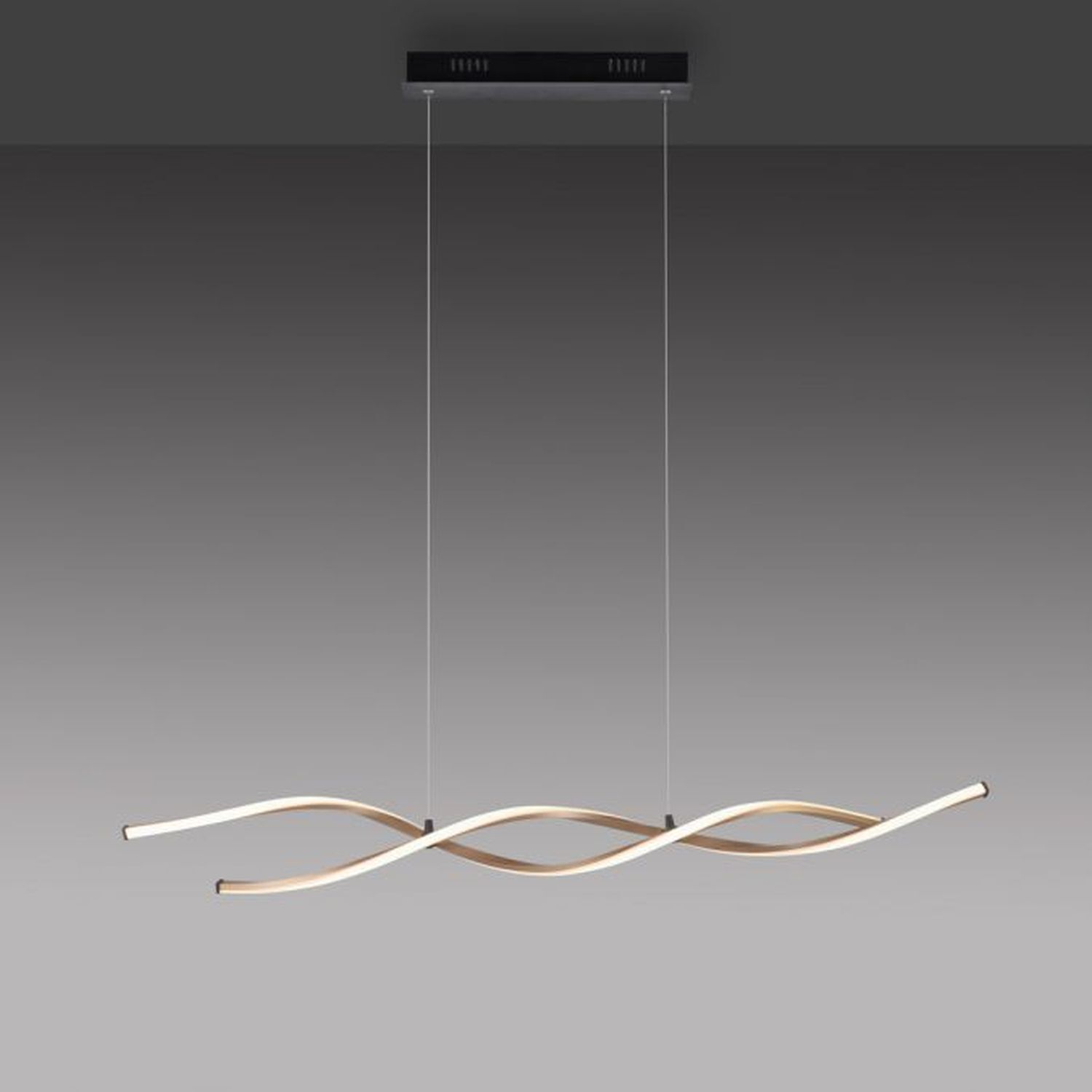 Große LED Hängelampe Schwarz Gold 105 cm 3000 K dimmbar