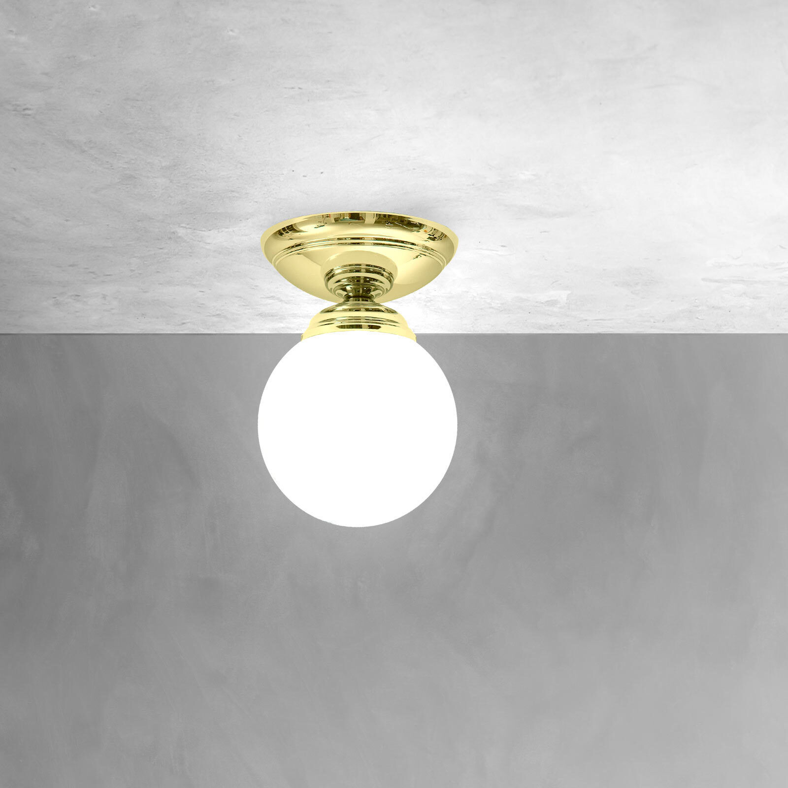 Deckenlampe Messing Glas E14 Ø 12 cm Kugel Schirm Leuchte, Deckenleuchte