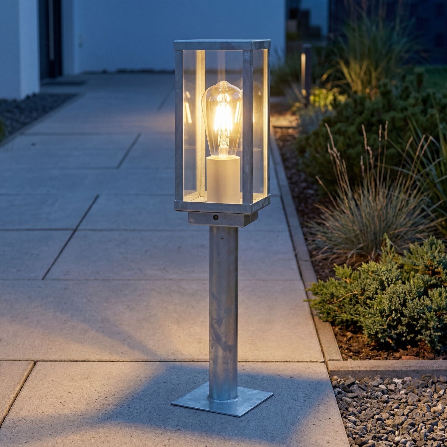 Sockelleuchte Vintage Aluminium in Zink IP44 E27 50 cm