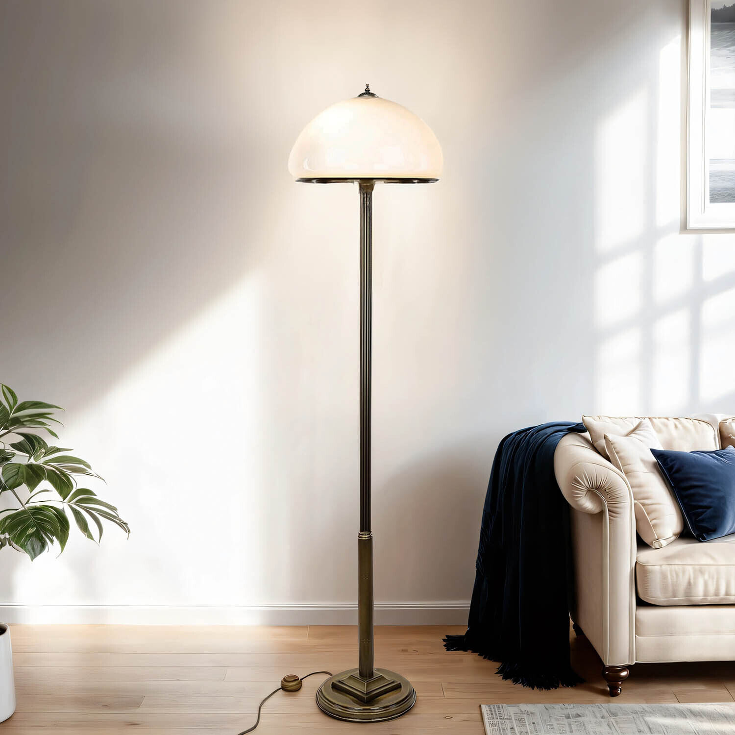 Stehlampe MARLOW in Messing antik 170cm Wohnzimmer