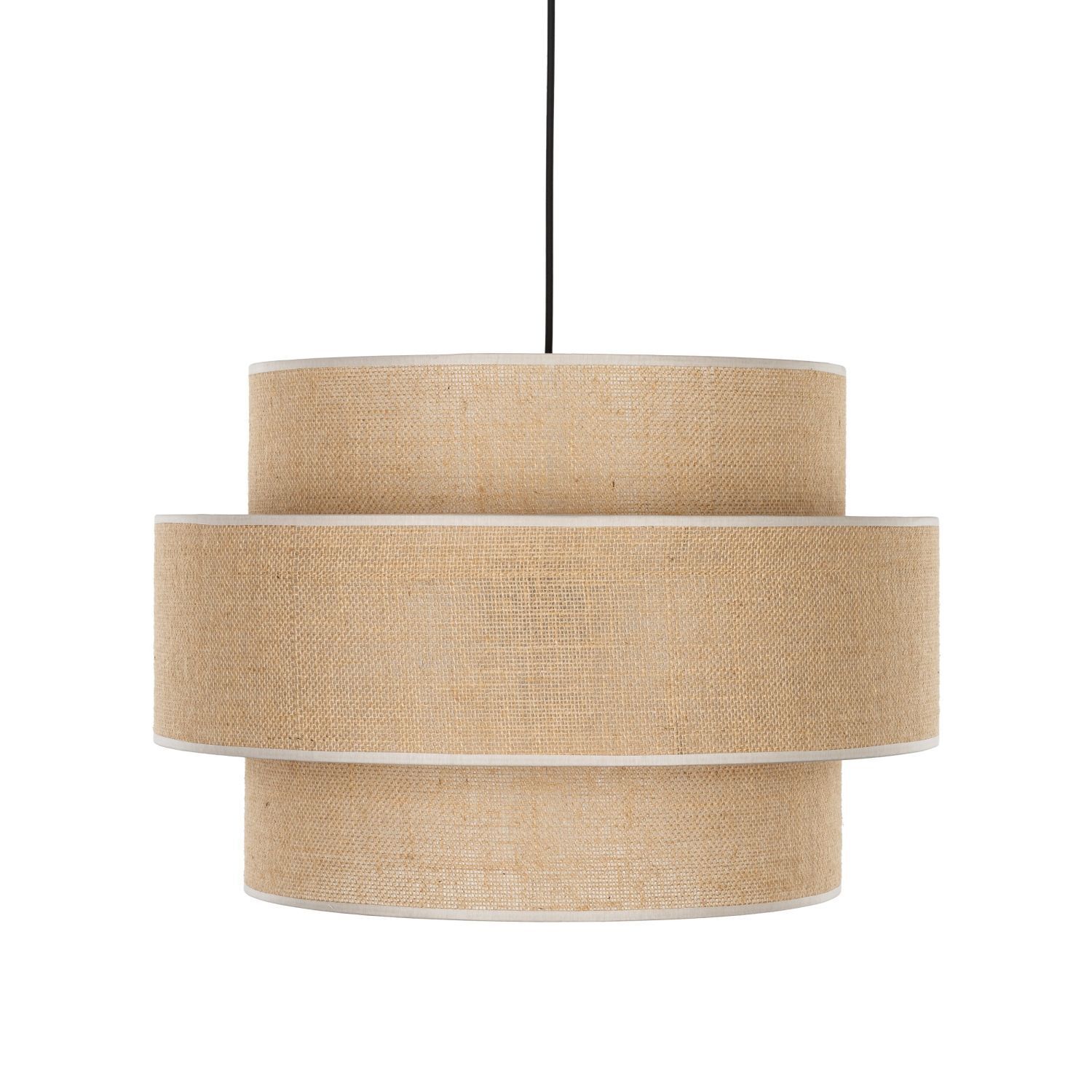 Hängeleuchte Jute rund Ø 50 cm H: max. 110 cm 3x E27 Boho Leuchter, Lampe