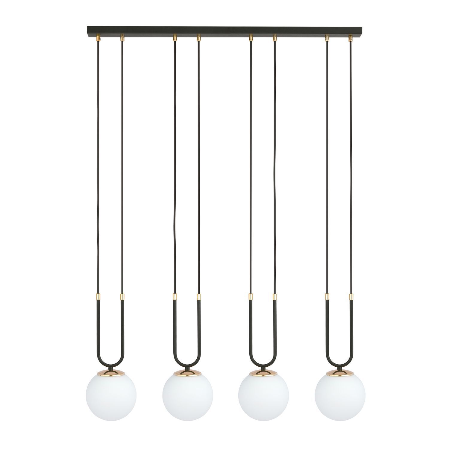 Hängeleuchte Glas Metall B: 92 cm Schwarz Weiß E14 4-flammig