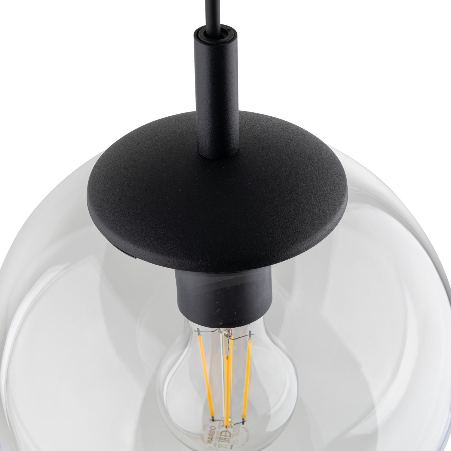Hängeleuchte Glas Metall Ø 30 cm rund E27 Kugel H: max. 1,7 m