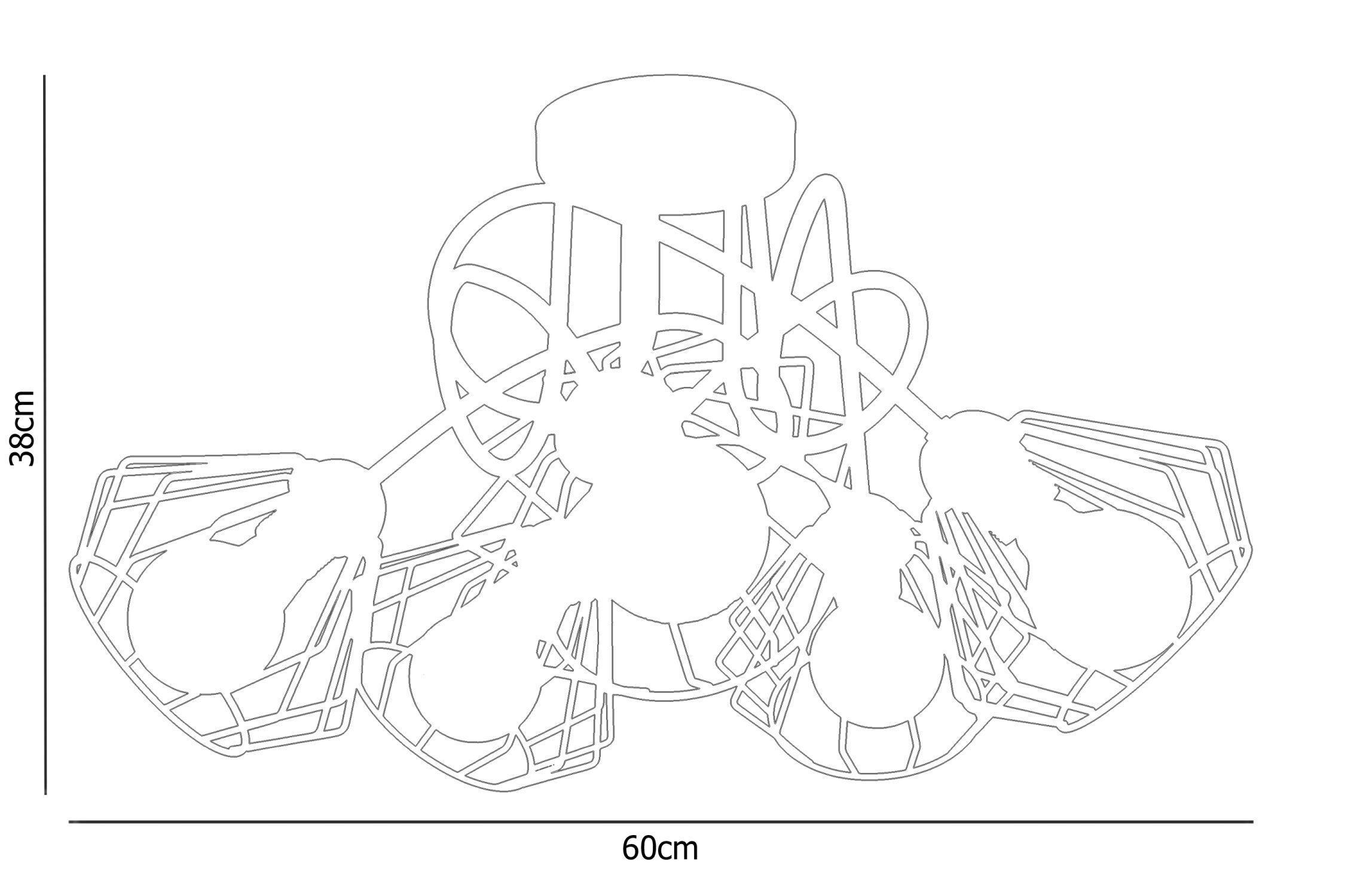 Schwarze Deckenlampe Metall Draht E27 L:60 cm 5-flammig Kunst