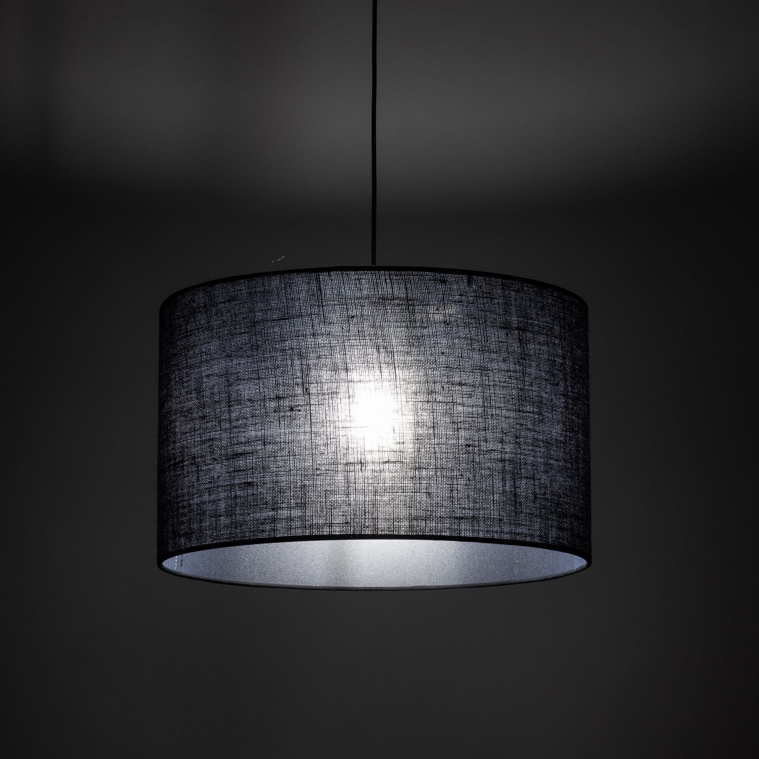 Hängelampe Schwarz Ø 50 cm H: max. 180 cm E27 Stoff