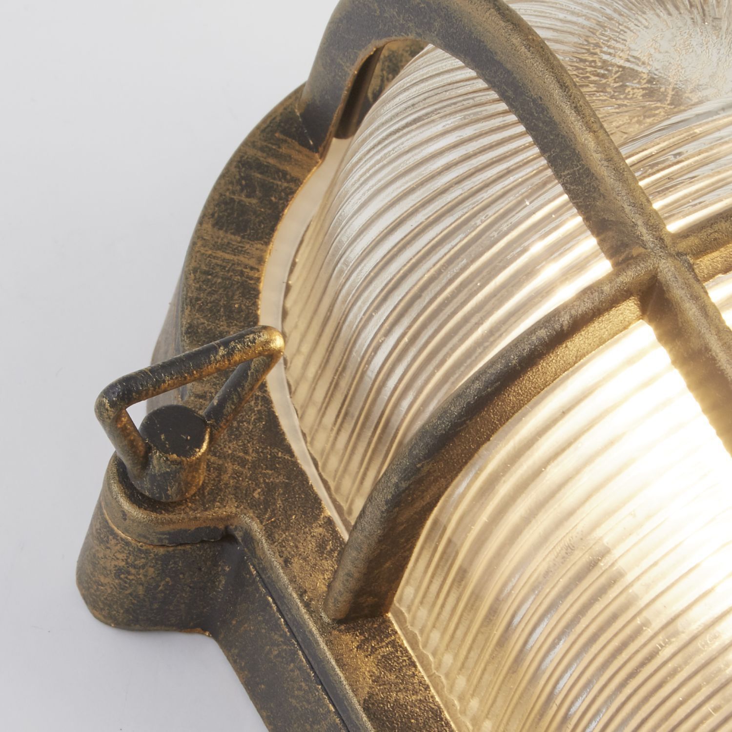 Wandlampe außen IP44 E27 in Gold Antik H: 25 cm Maritim