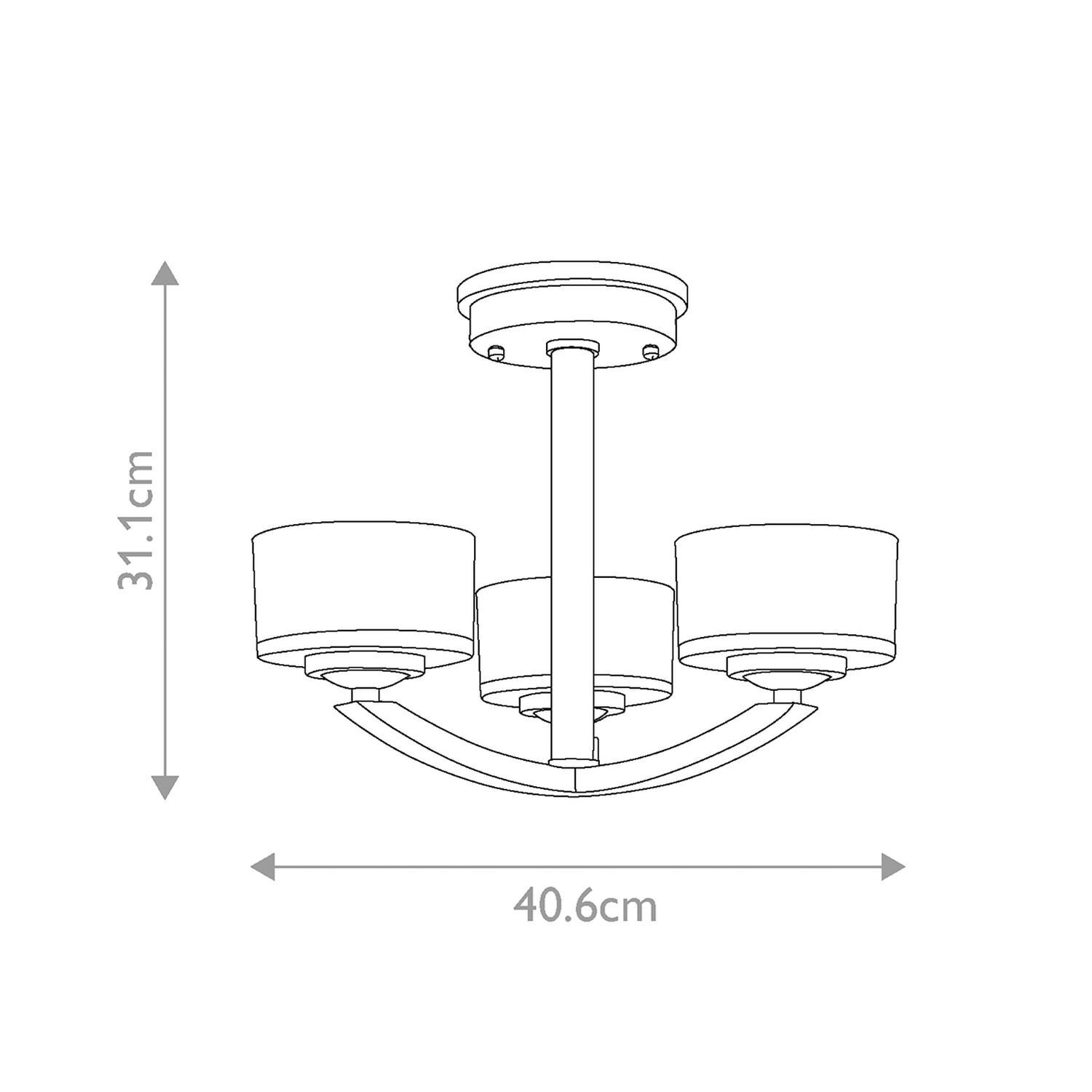 Deckenlampe Bad LED G9 IP44 40,6 cm breit 3000 K Chrom Weiß deckenleuchte, Kronleuchter, Drei-Licht, Metall, Schirm aus Stoff/Dram