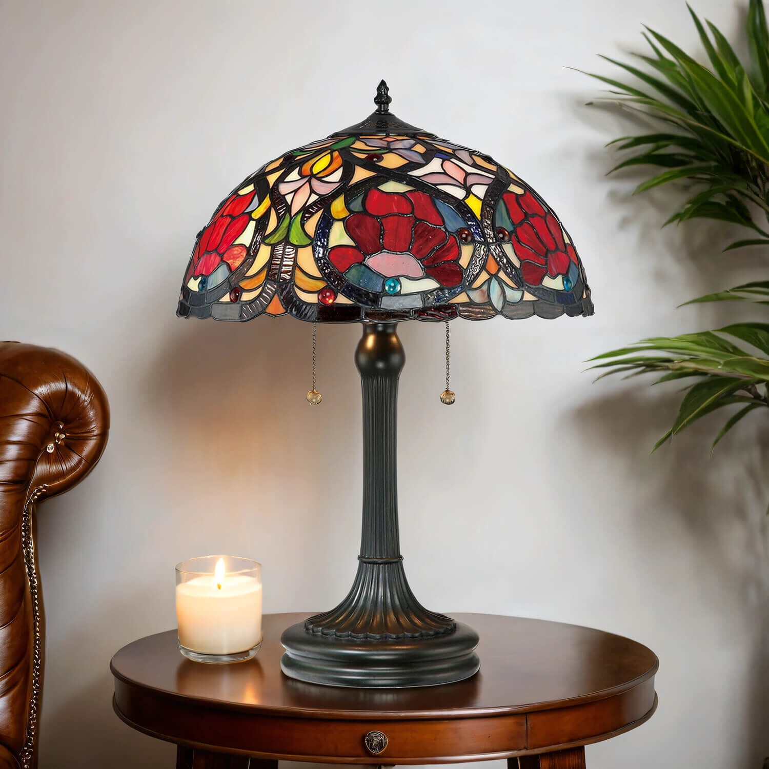 Tischlampe FARFALLA 8 Buntglas 58cm Tiffany Lampe Lampe, Tischlampe