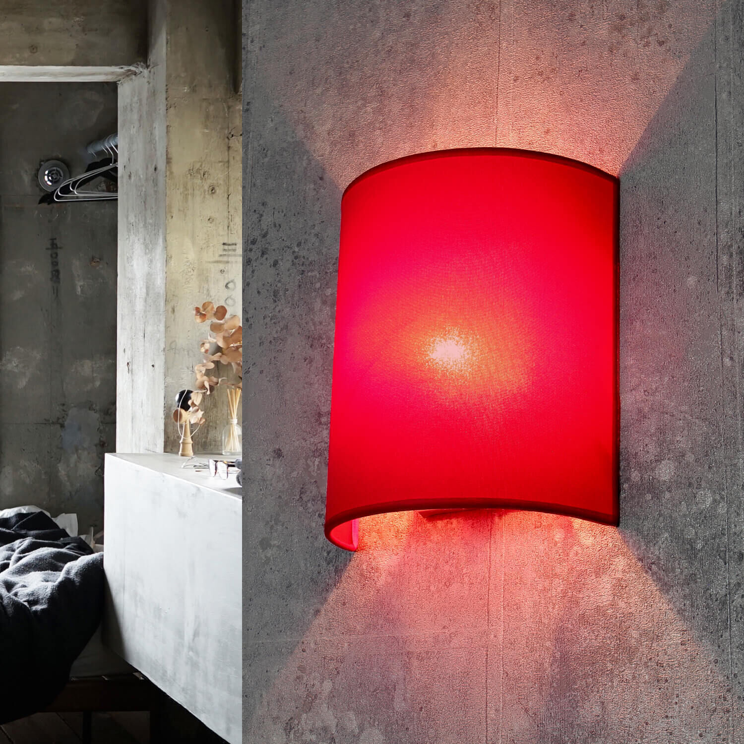 Loft Wandleuchte Stoff Schirm Pink halbrund E27 ALICE Lampe, Lampenschirm