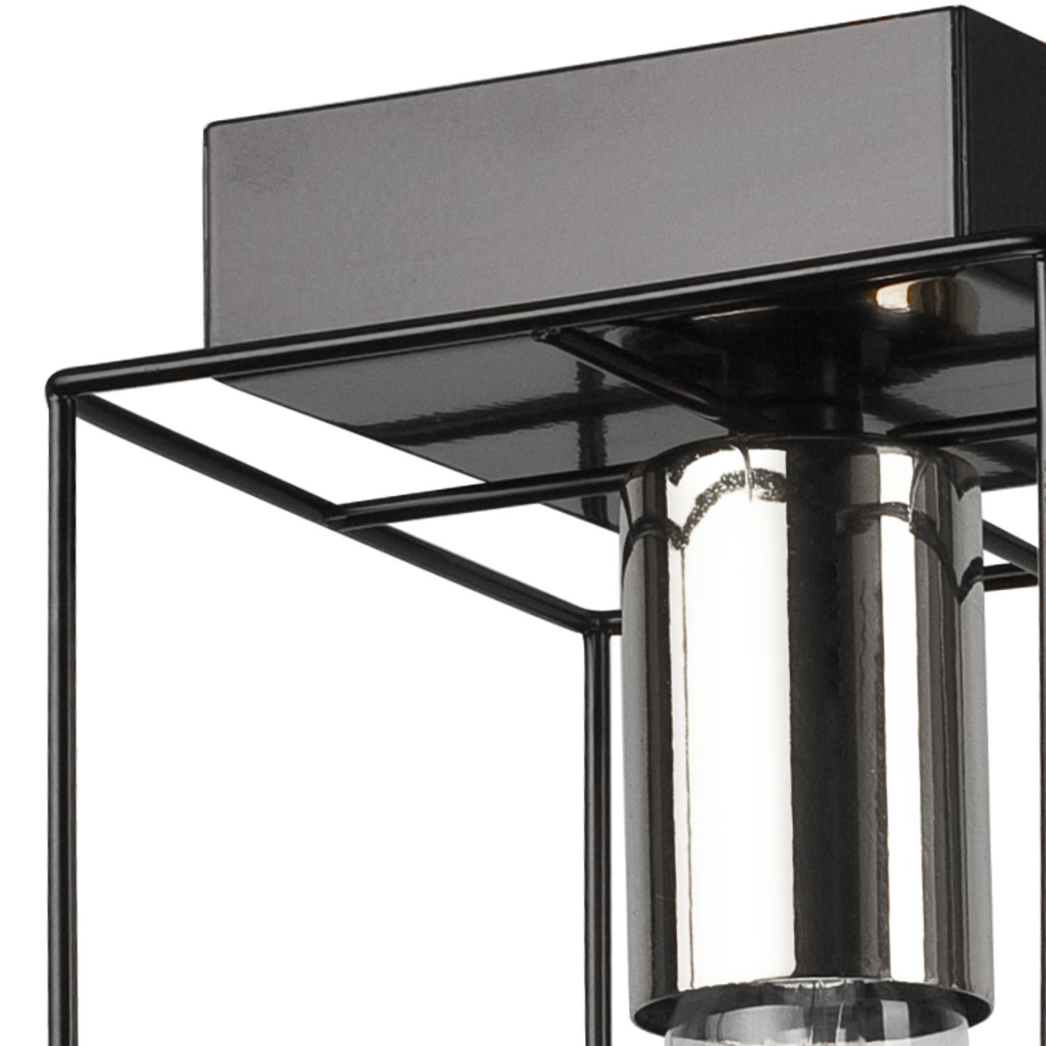 Deckenlampe Schwarz Chrom 2-flammig E27 Metall Modern Deckenleuchte Metall eckig Schwarz Chrom B: 13 cm für E27