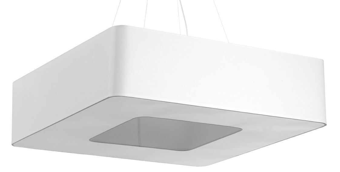 Weiße Pendelleuchte eckig 80 cm breit 8x E27 blendarm