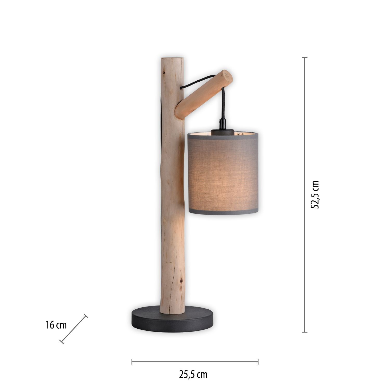 Gemütliche Tischleuchte Stoffschirm Holz H:52,5 cm Lampe, Tischlampe, Lampenschirm