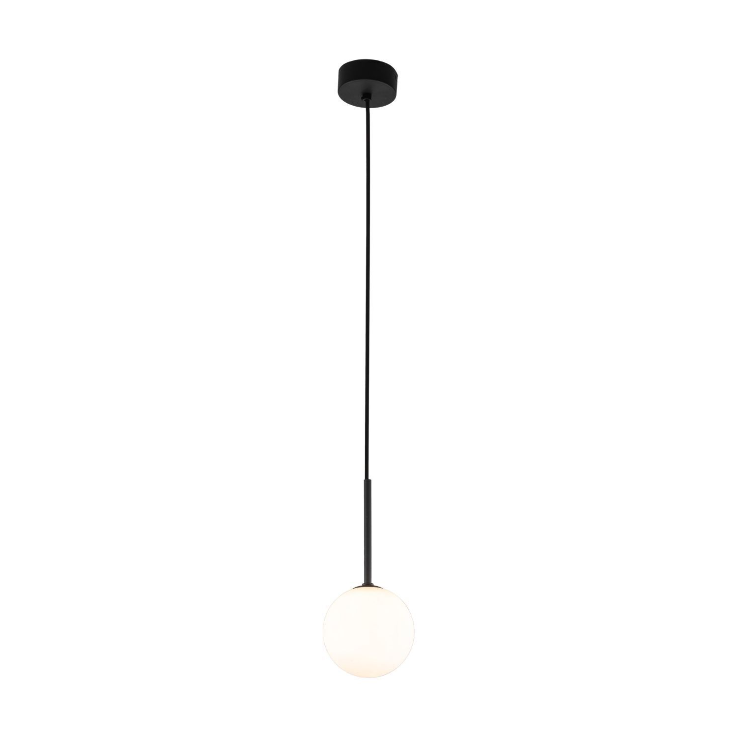Hängelampe Kugel Ø 12 cm H: max. 160 cm Schwarz Weiß G9 Glas
