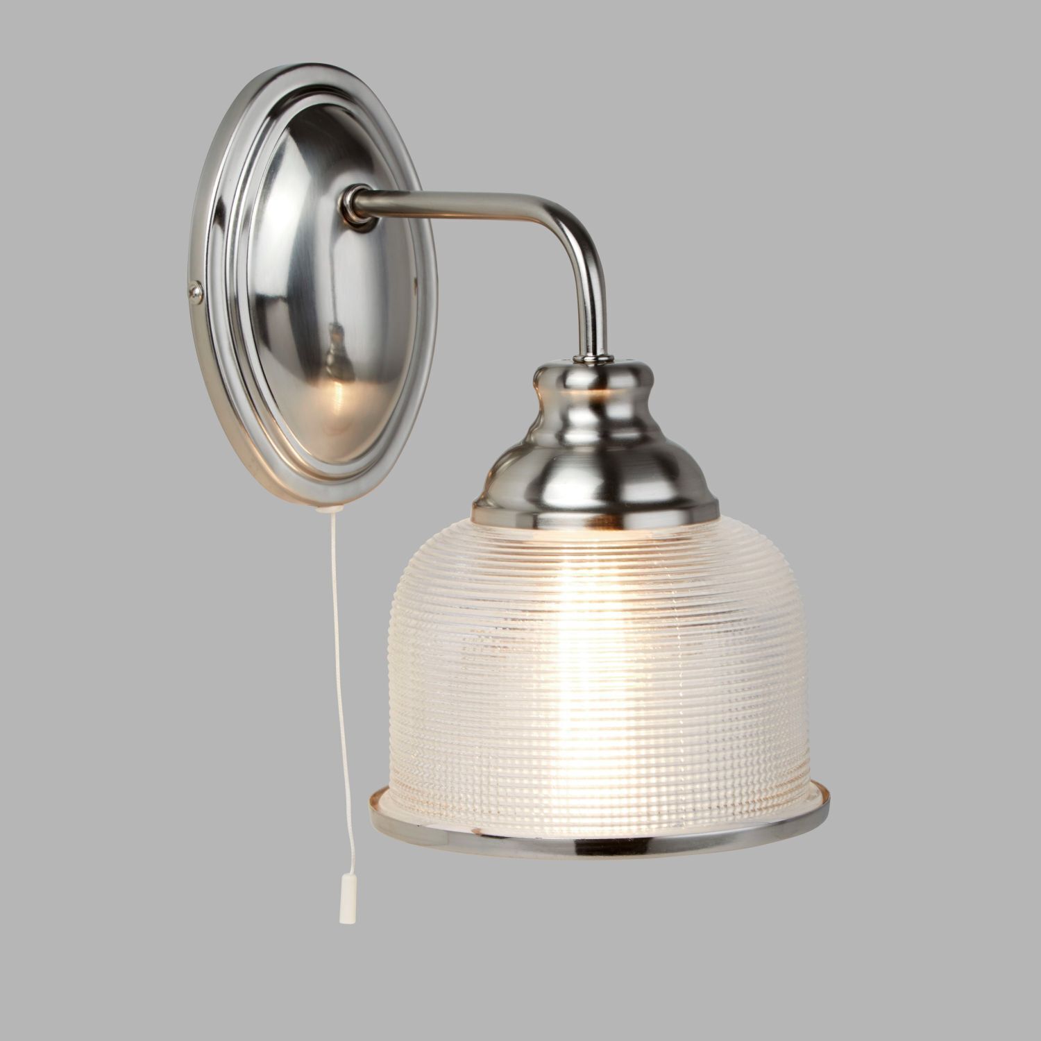 Wandleuchte in Silber Klar E27 Glas Metall mit Schalter