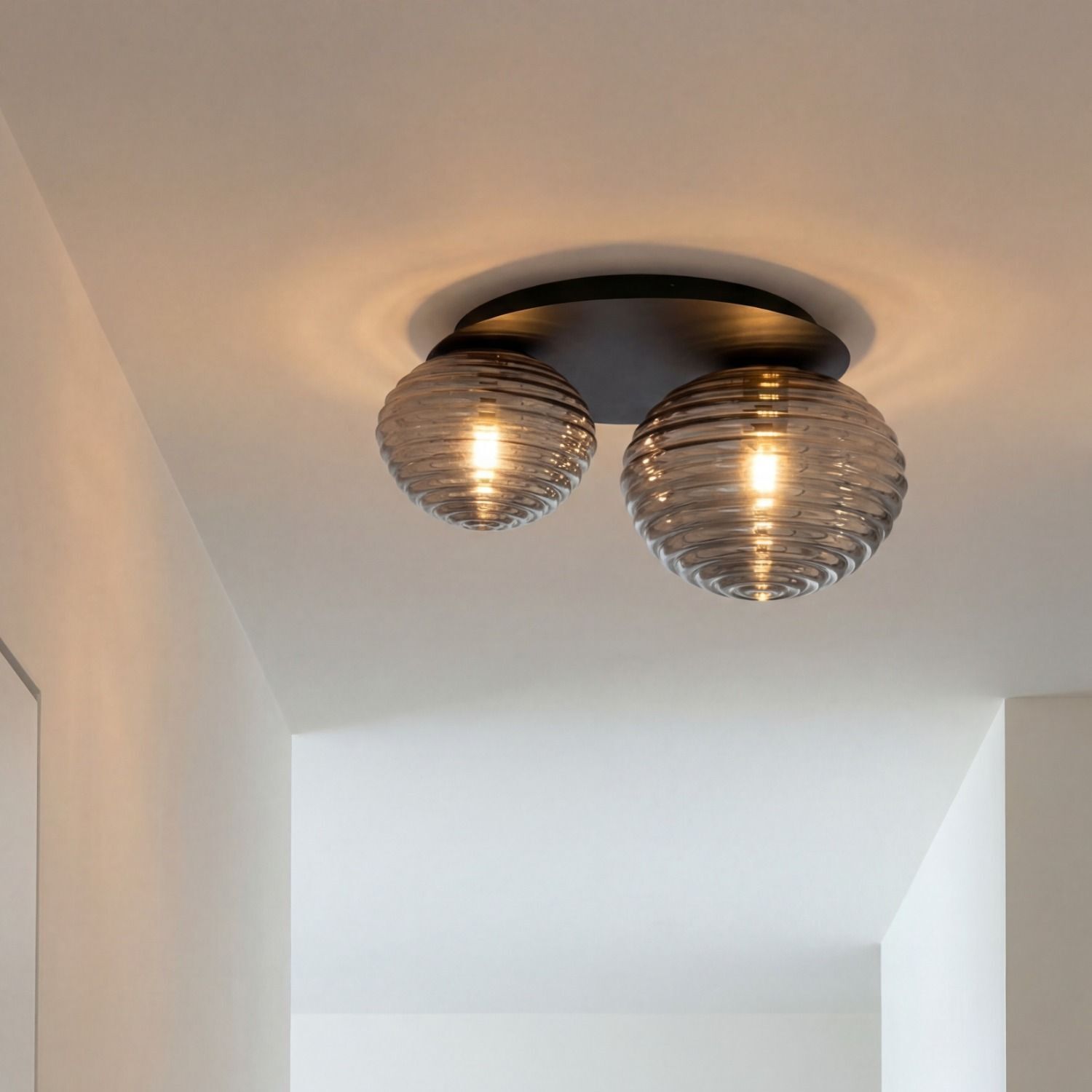 Deckenlampe Rauchglas Metall Schwarz E27 45 cm blendarm