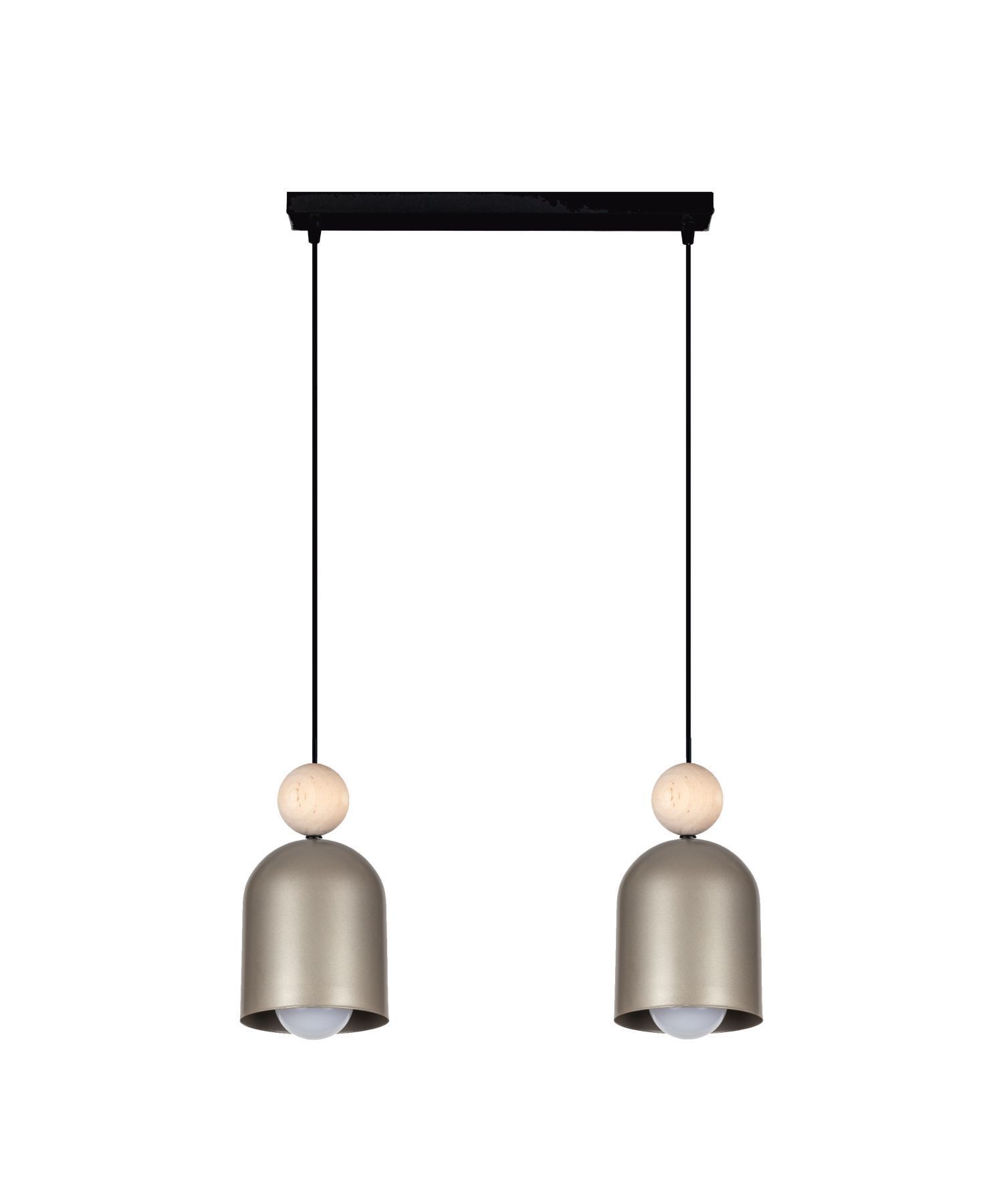 Gemütliche Hängelampe Champagner Metall Holz E27 46 cm