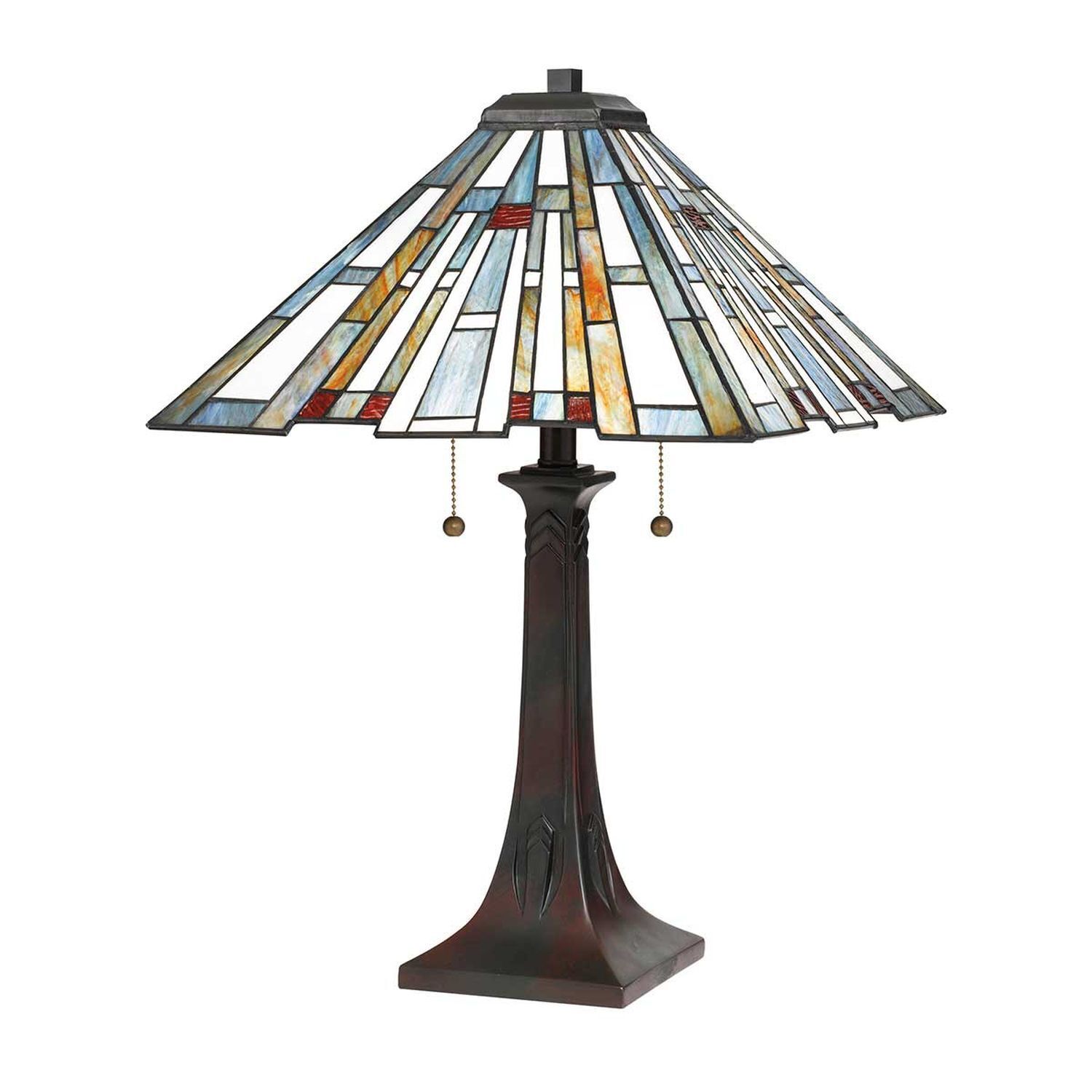 Tischleuchte Zugschalter 62,9 cm hoch Tiffany Stil 2x E27