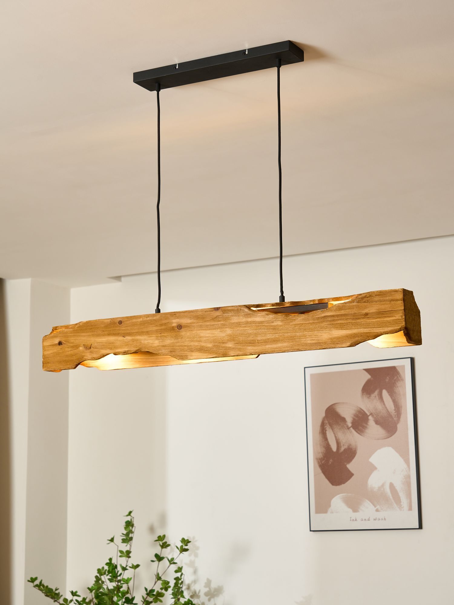 Holz Pendelleuchte Skandinavisch 100 cm E27 4-flammig