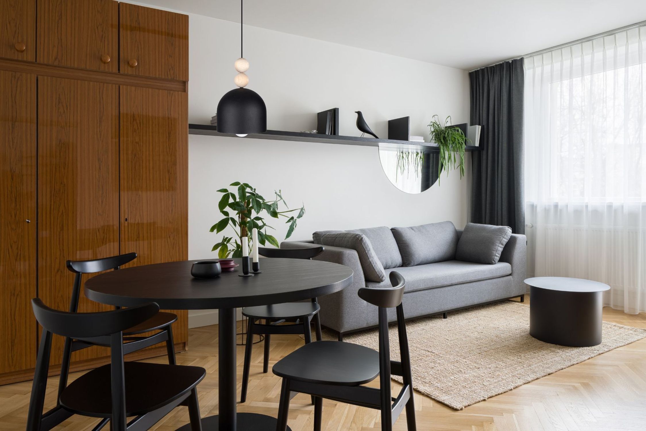 Schwarze Hängeleuchte Metall Holz Ø17 cm E27 wohnlich Innenarchitektur, Inneneinrichtung, Tabelle, Wohnzimmer, Esszimmer