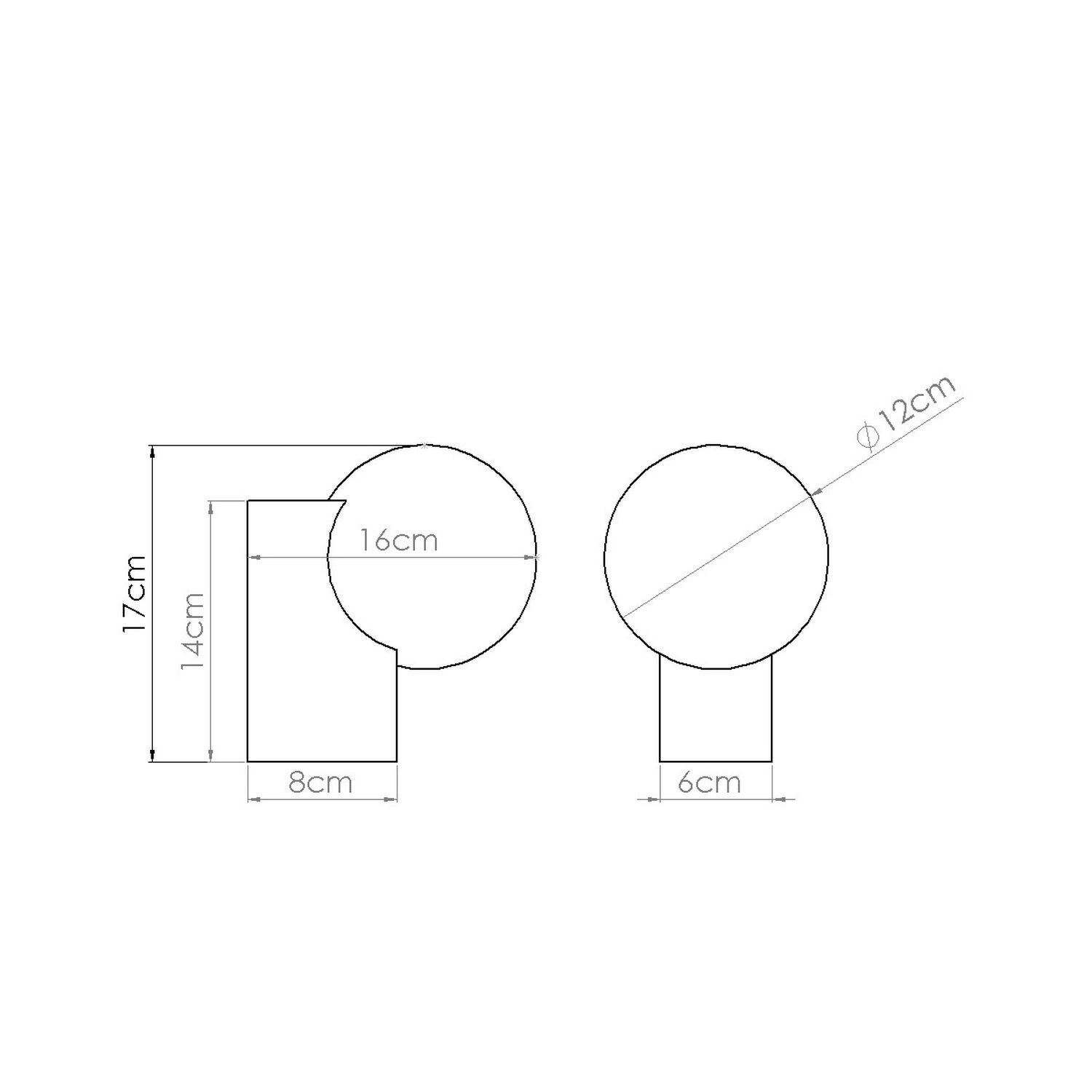 Wandleuchte Holz Glas Kugel Weiß G9 H:16 cm blendarm wandlampe, wandlampen-zeichnung, schematic, montage-hinweis, durchmesser-12cm