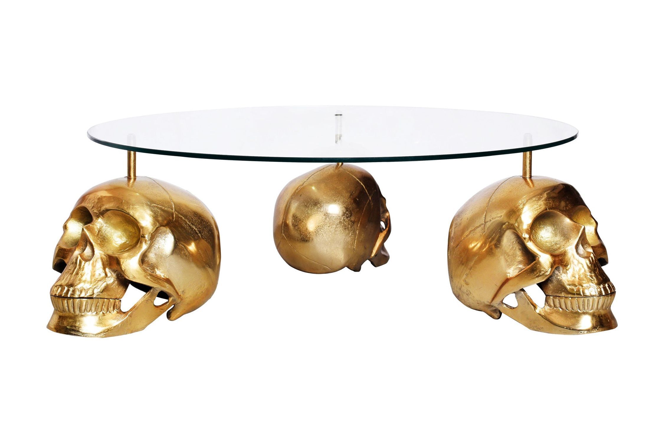 Couchtisch Hartglas Metall in Gold 90 x 90 cm Moebel, Tabelle, Kaffeetisch, Bronze