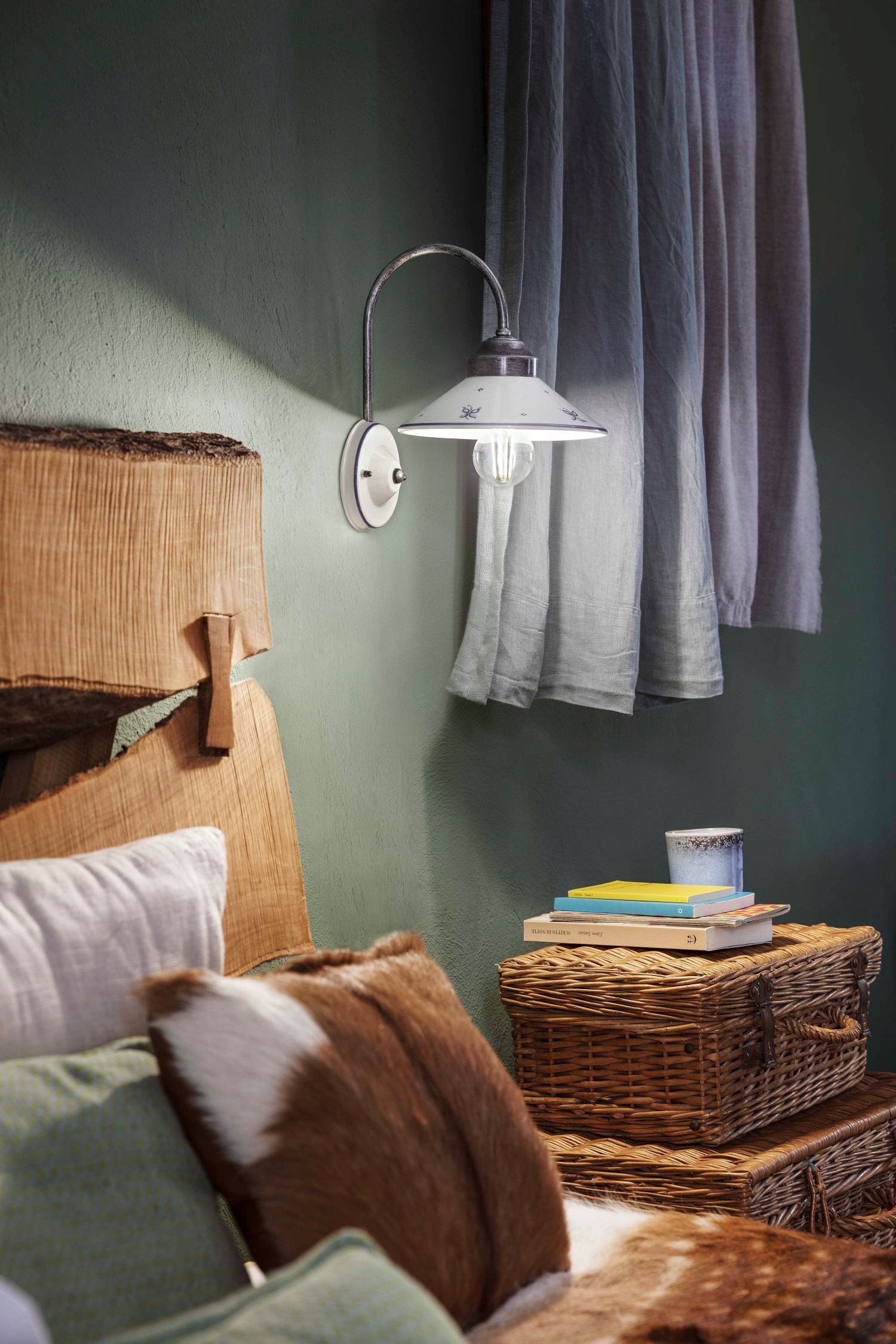 Wandleuchte Metall Keramik E27 H: 28 cm Landhaus Stil Lampe, Drinnen, Innenarchitektur, Inneneinrichtung