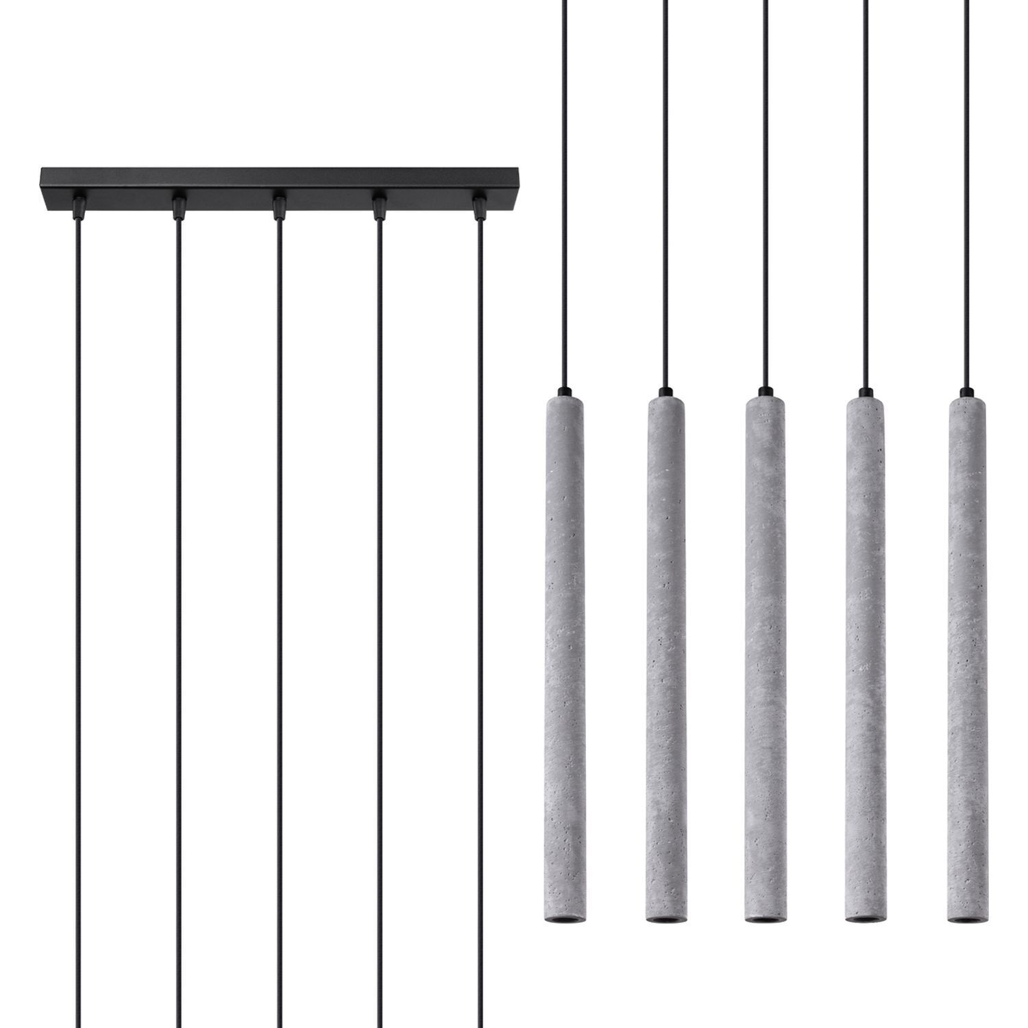Hängelampe Beton Grau G9 5-flammig 45 cm lang Esstisch pendant light, linear pendant, concrete, gray, ceiling mount