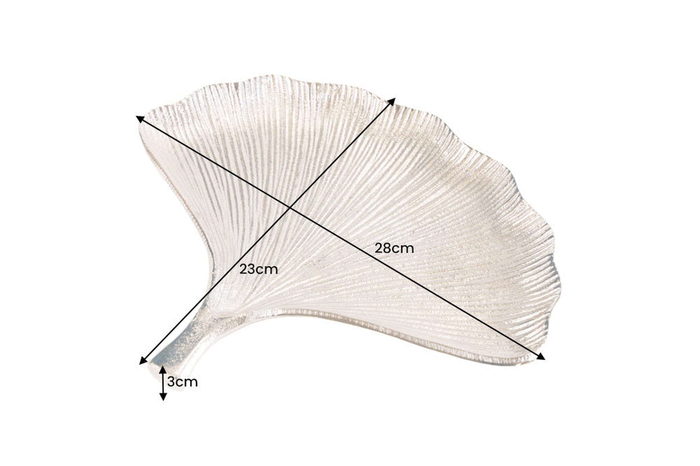 Schale Metall in Silber L: 28 cm Ginko Handarbeit Asiatisch