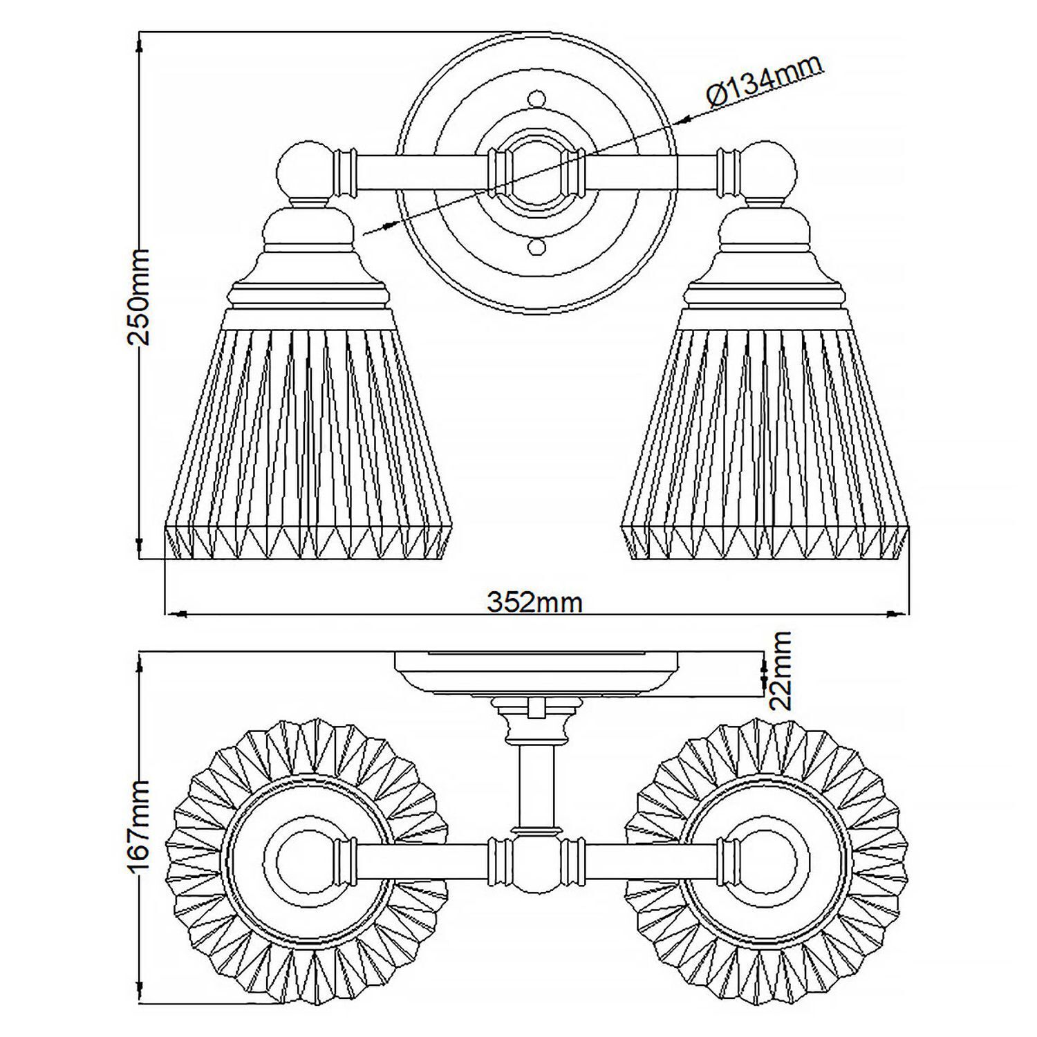 Badezimmerleuchte Wand LED G9 IP44 B: 35,2 cm Metall Glas