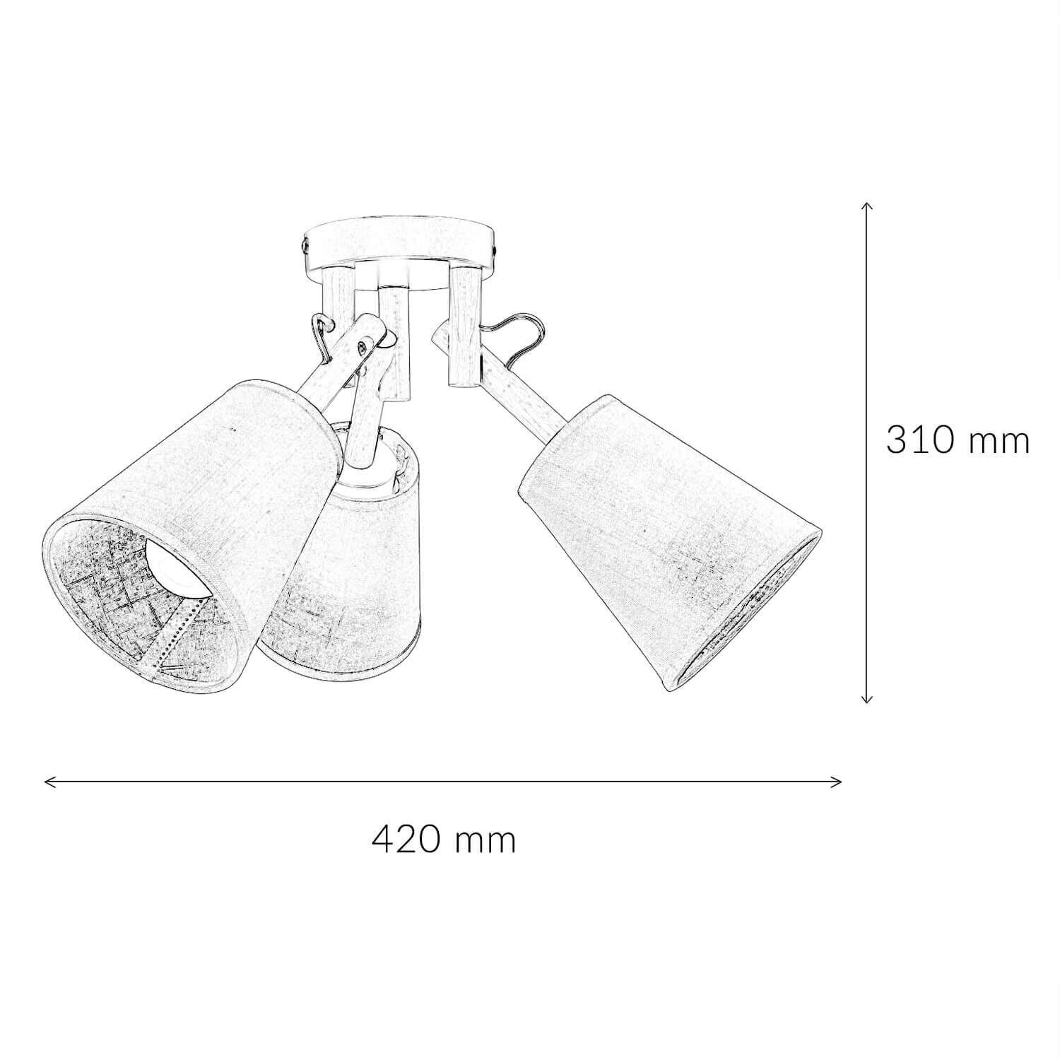 Deckenleuchte VAIO Grau 3-flmg Holz Stoff Deckenleuchte VAIO Grau 3-flmg Holz Stoff