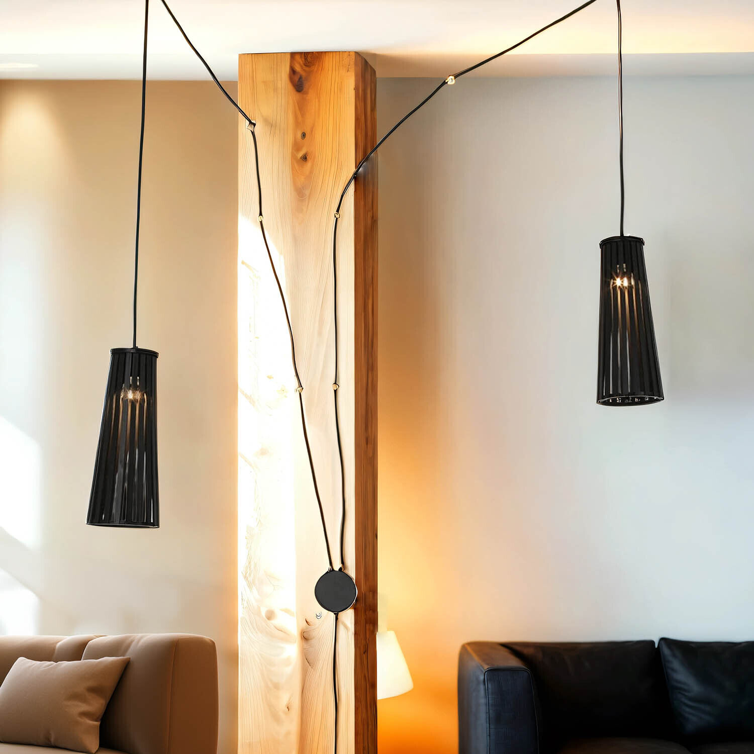 Wandleuchte Mit 2 Spots – Schwarz Mit Holzoptik, GU10 Fassung, Schwenkbar – Für Decke & Wand Im Schlafzimmer & Wohnzimmer