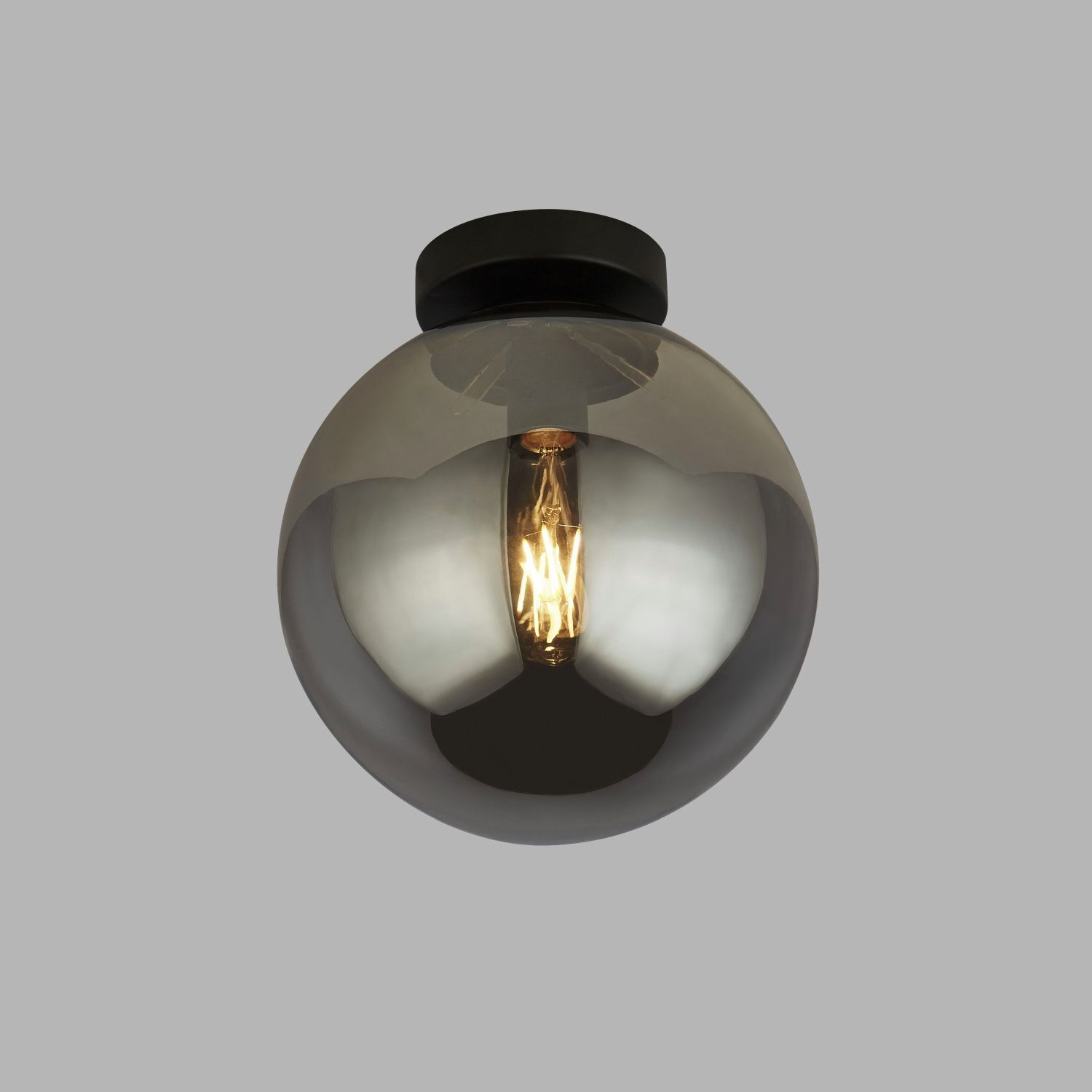Deckenleuchte Kugelschirm Ø 25 cm Rauchglas Metall