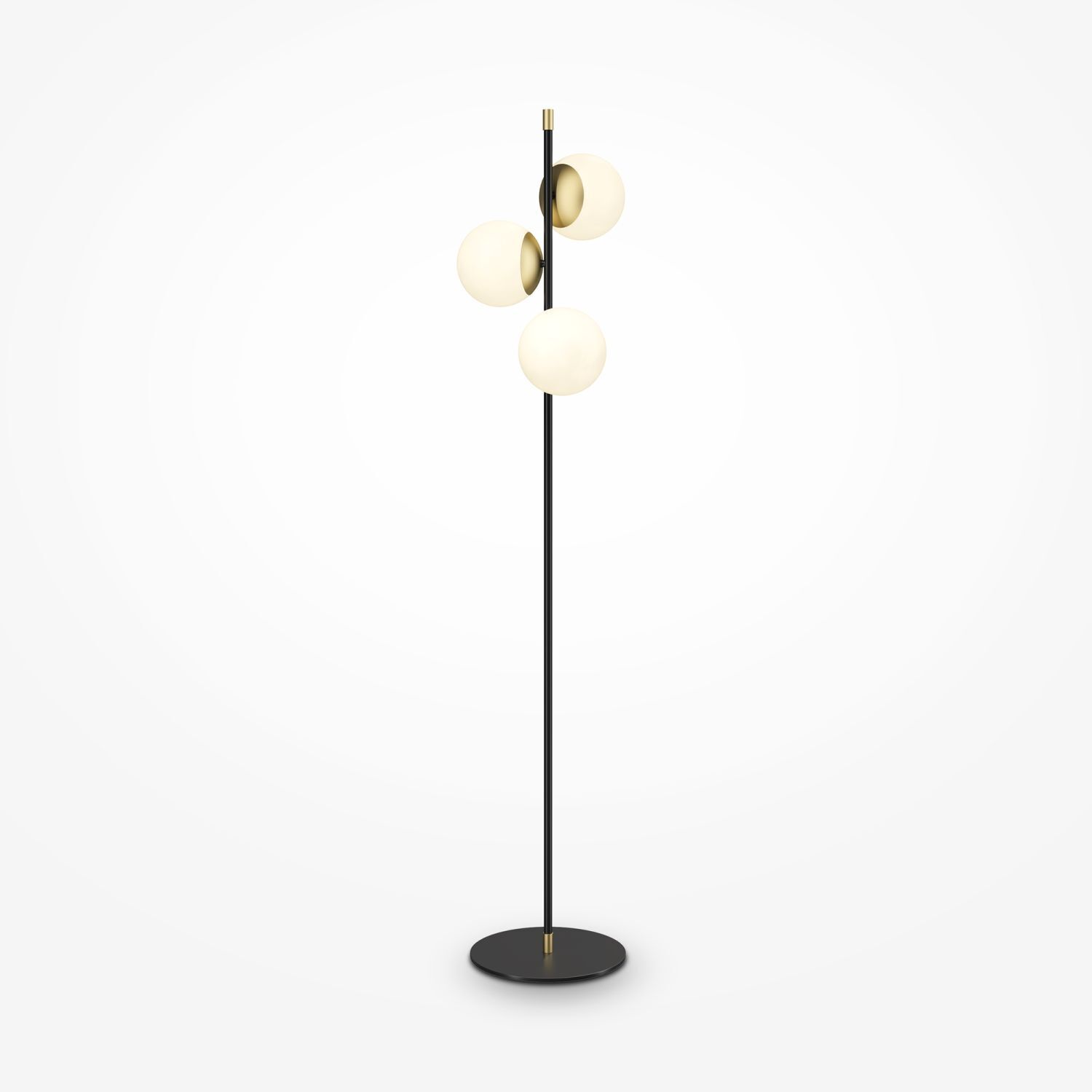 Stehlampe Metall Glas 150 cm hoch in Gold Weiß Schwarz