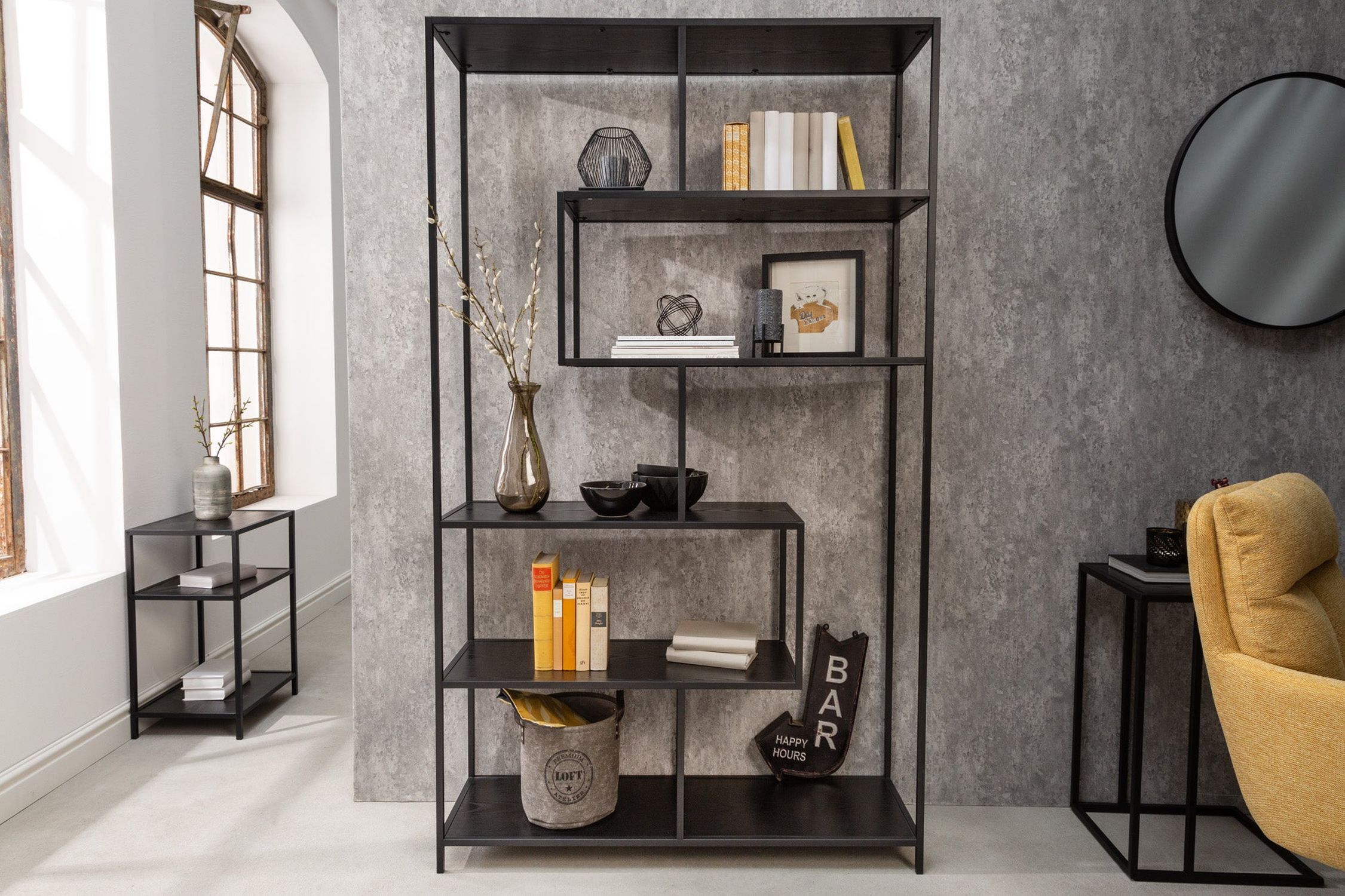 Standregal Schwarz 114 x 185 cm modernes Design VIVEN Standregal Schwarz 114 x 185 cm modernes Design VIVEN