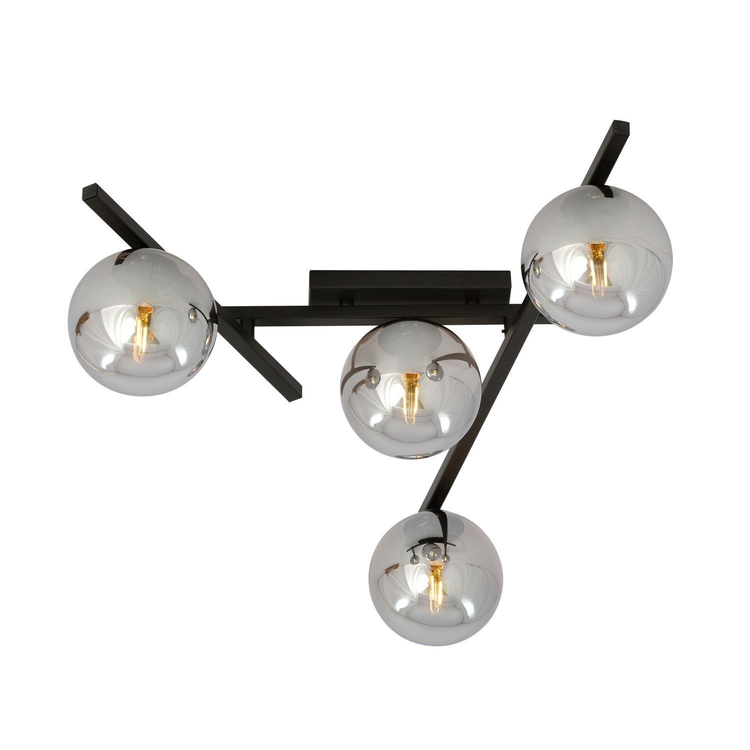 Deckenlampe Rauchglas Metall 63 cm lang E14 4-flammig