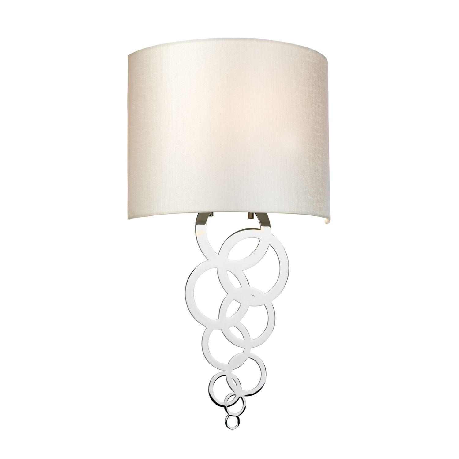 Wandlampe Up Down Creme Chrom Modern E27 Stoff Metall