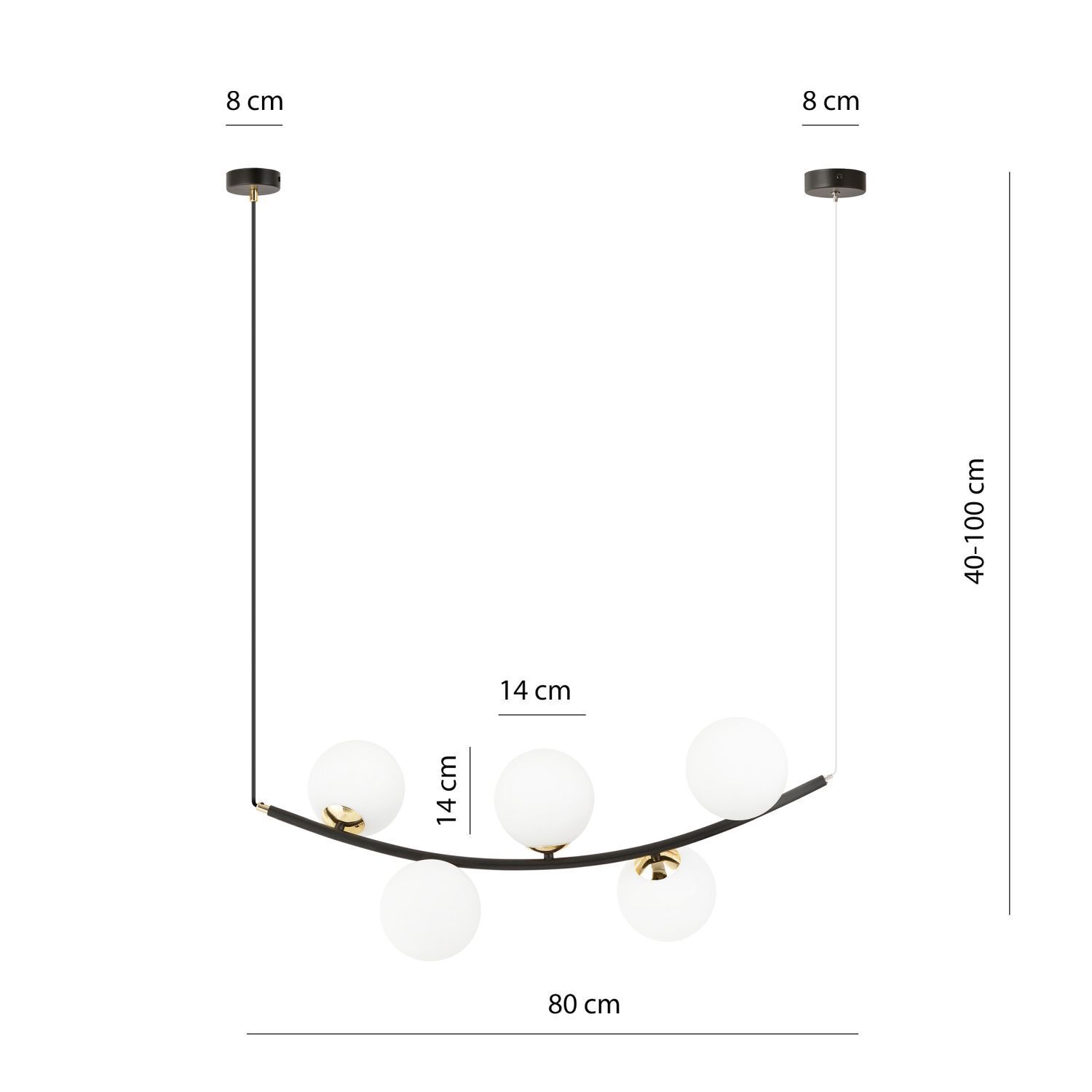 Hängelampe Metall Glas B: 80 cm H: max. 100 cm E14 5-flammig Hängelampe Metall Glas B: 80 cm H: max. 100 cm E14 5-flammig
