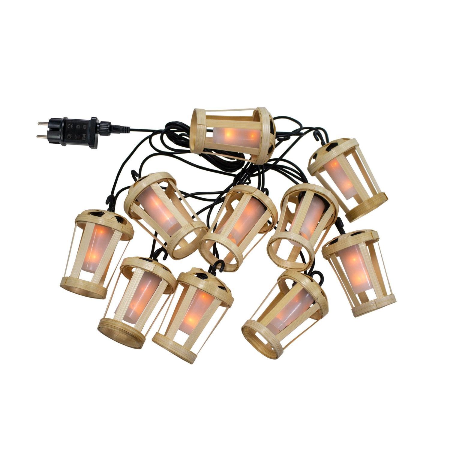 LED Girlande außen mit Stecker IP44 2000 K Bambus 5m Deckenleuchte, Lampe, Kronleuchter