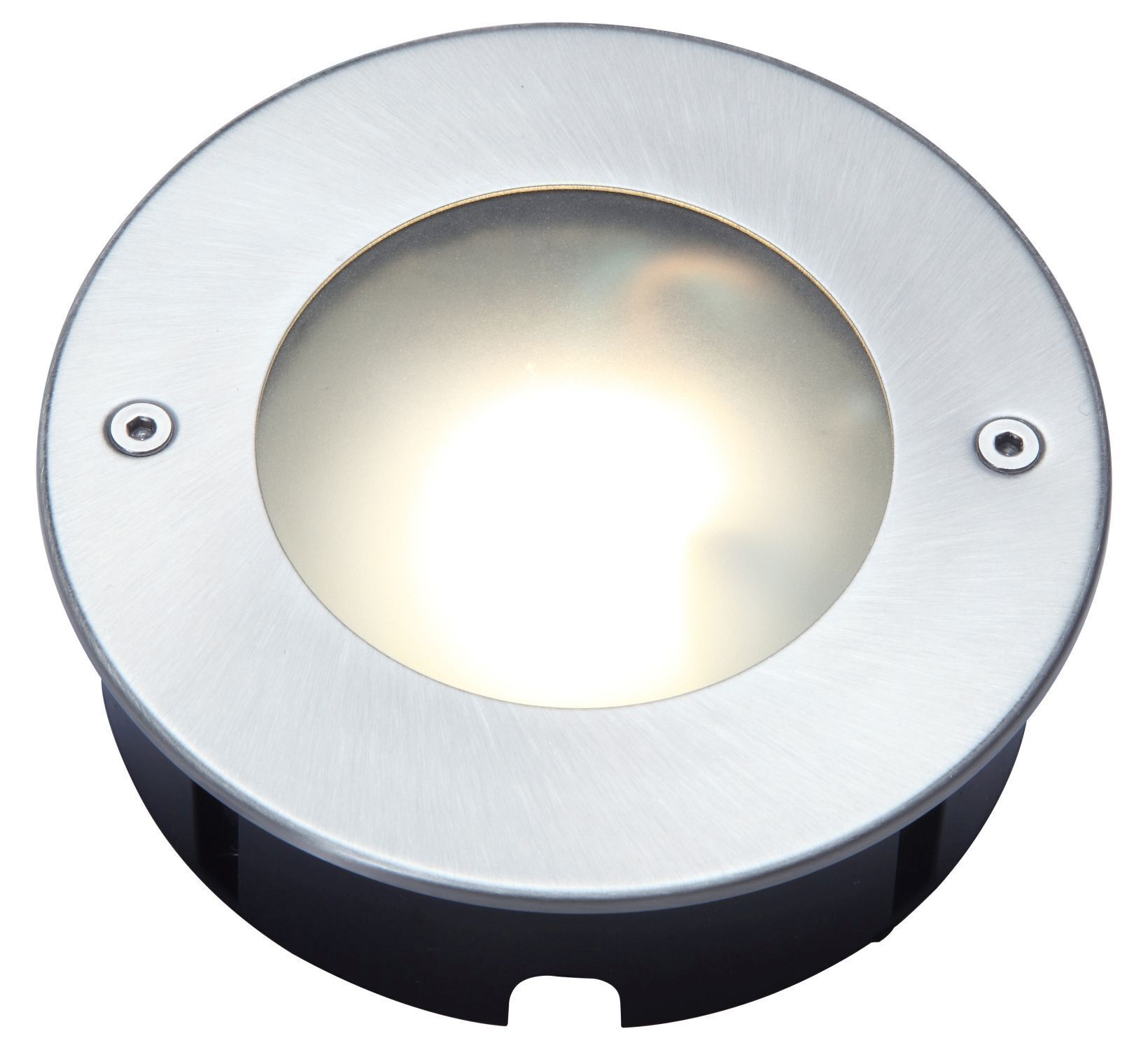 LED Einbaustrahler Aluminium IP67 rund Ø12 cm Nickel LED, Spotlight, Boden-/Aufbau-Spot, Metall, Eingebauter Leuchtkörper