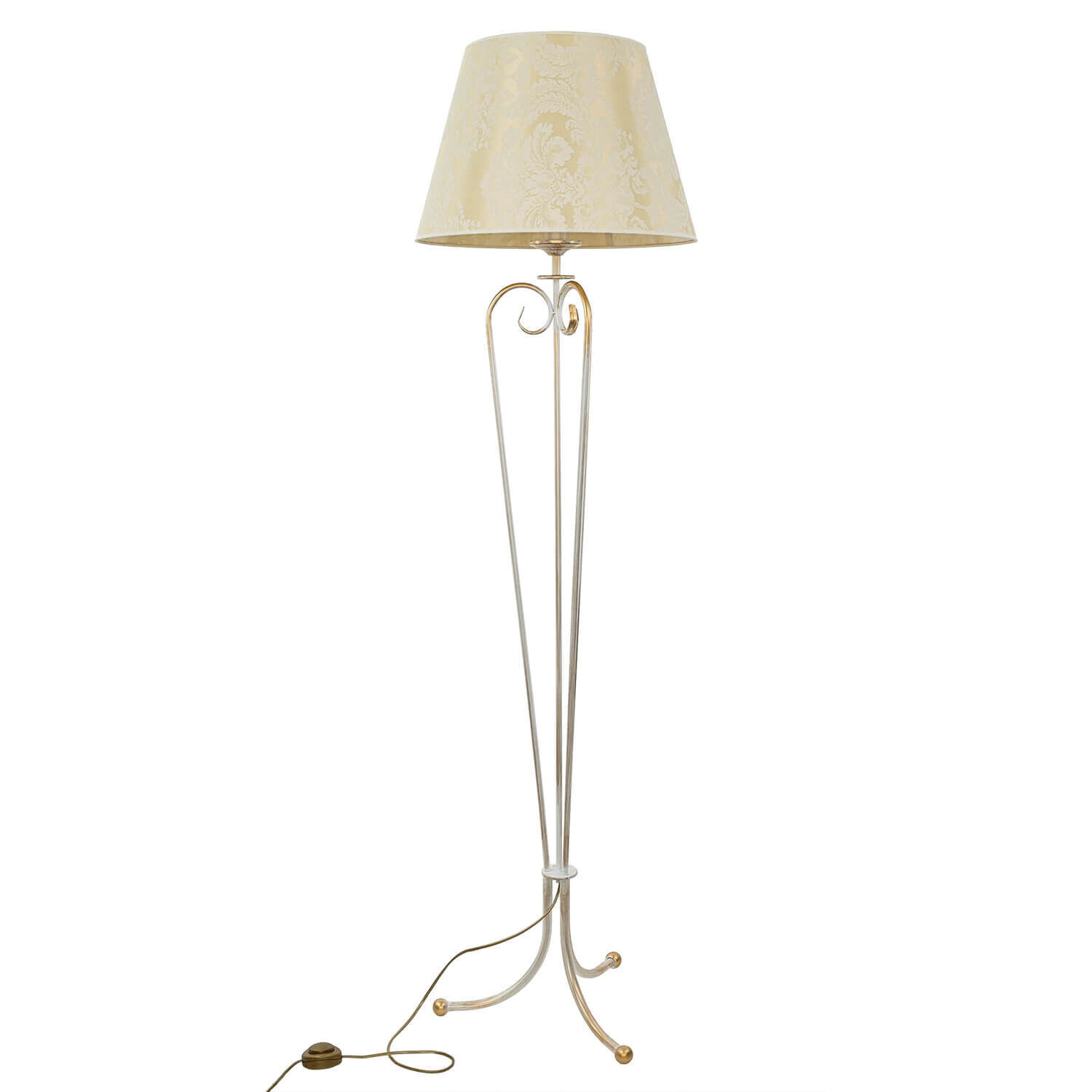 Stehlampe GANARA 158cm Barock Muster Shabby Gold Lampe, Lampenschirm