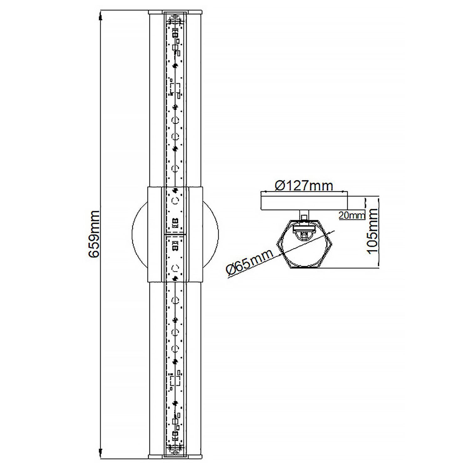 LED Badezimmerleuchte Wand Chrom Weiß IP44 65,9 cm